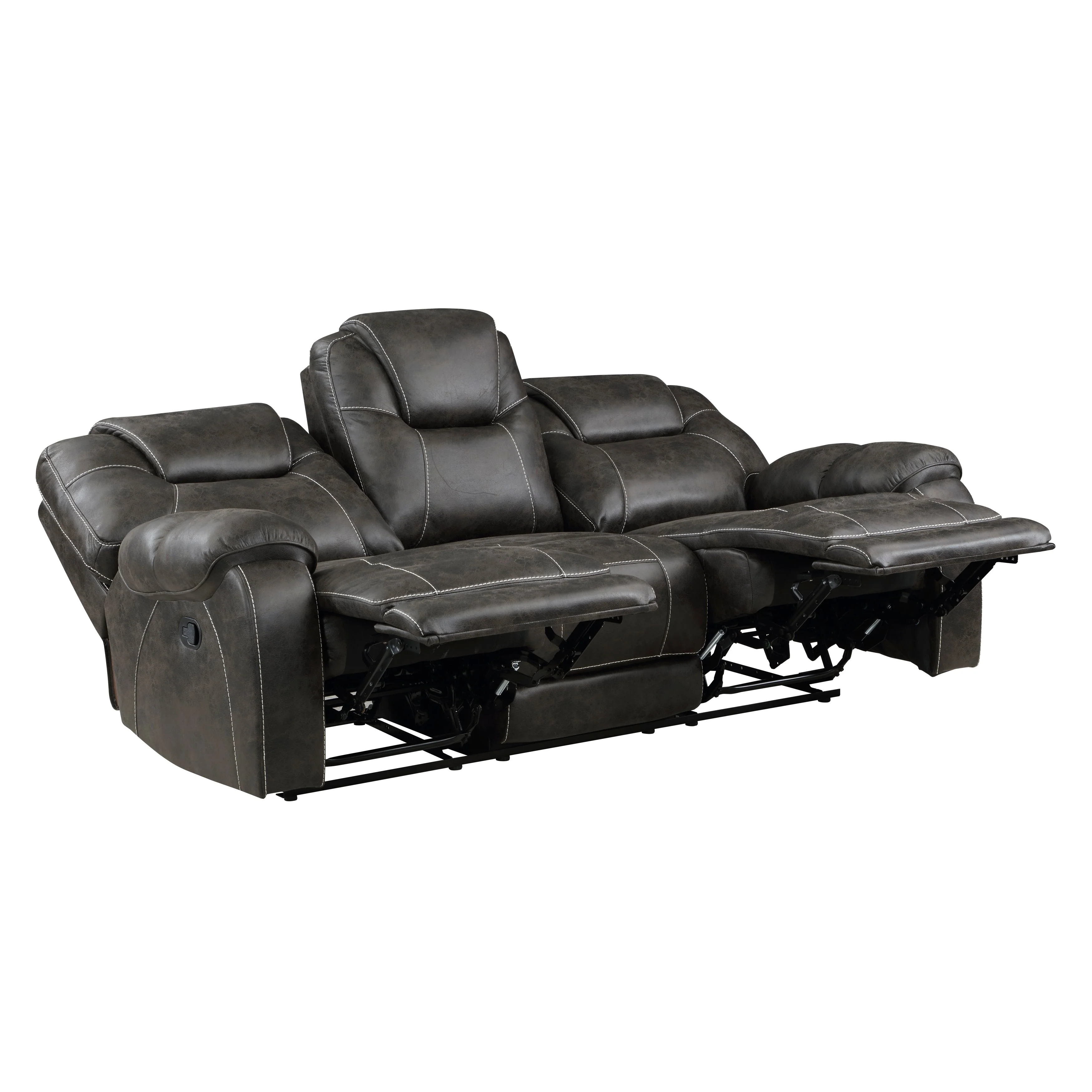 Gainesville Chocolate Microfiber Double Reclining Living Room Set - Image 5