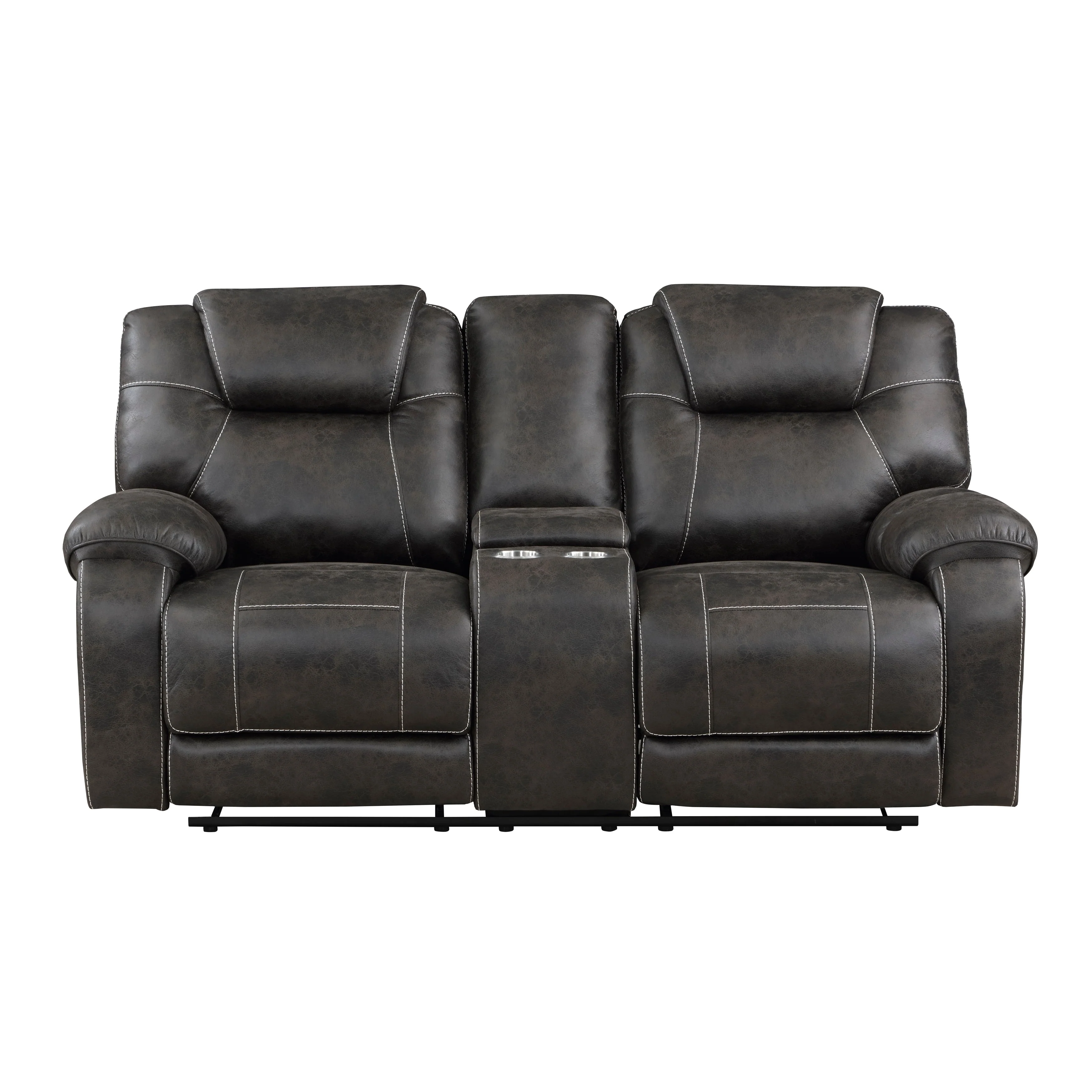 Gainesville Chocolate Microfiber Double Reclining Living Room Set - Image 7