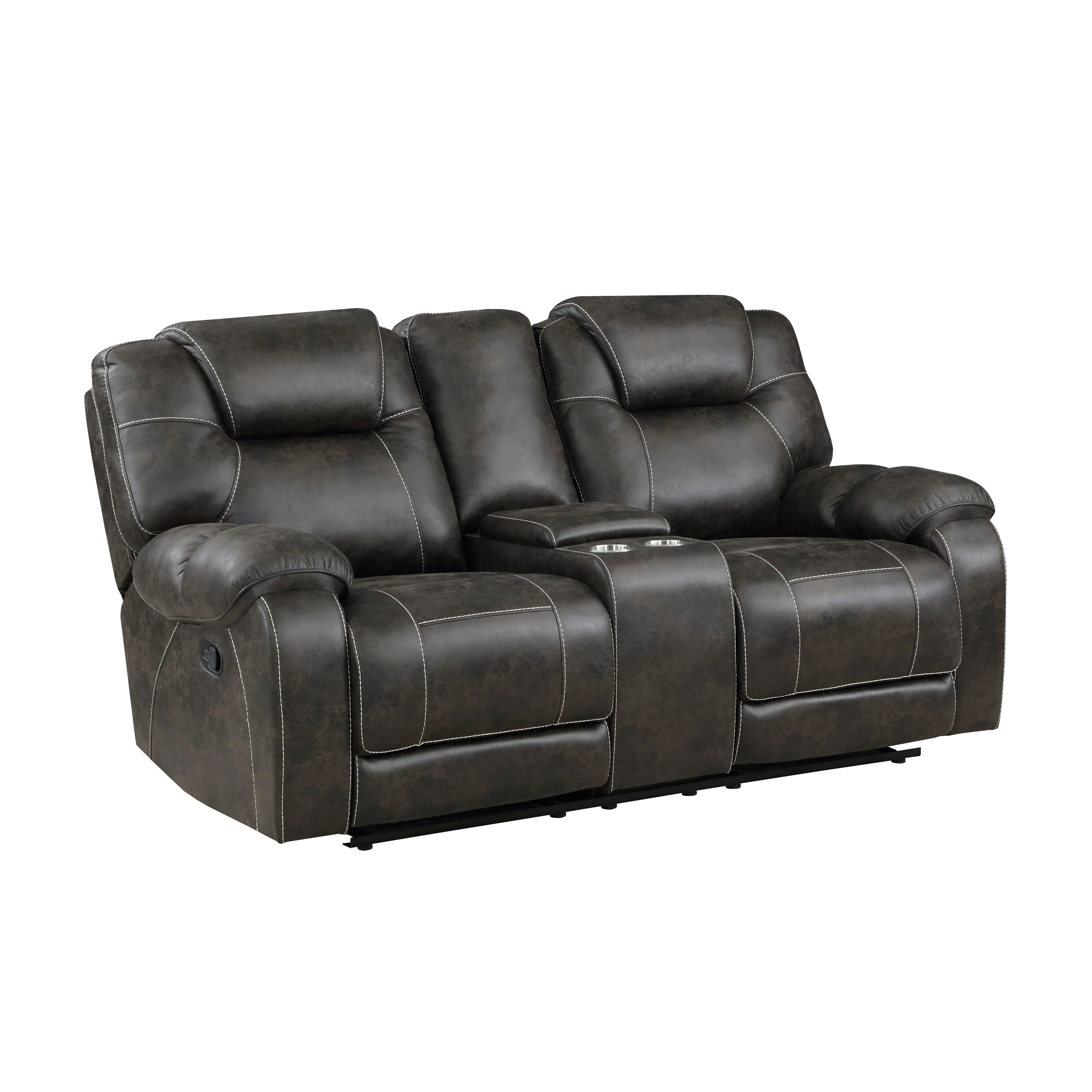 Gainesville Chocolate Microfiber Double Reclining Living Room Set - Image 8