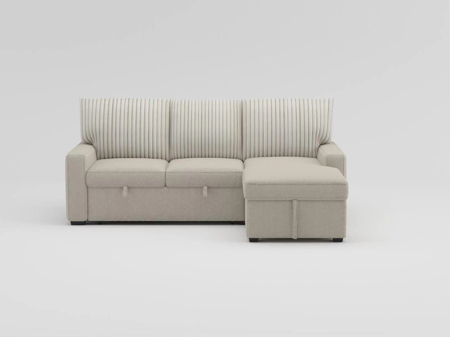 Gallatin Beige 2-Piece Sectional with Right Chaise, Pull-out Bed and Hidden Storage - Image 4