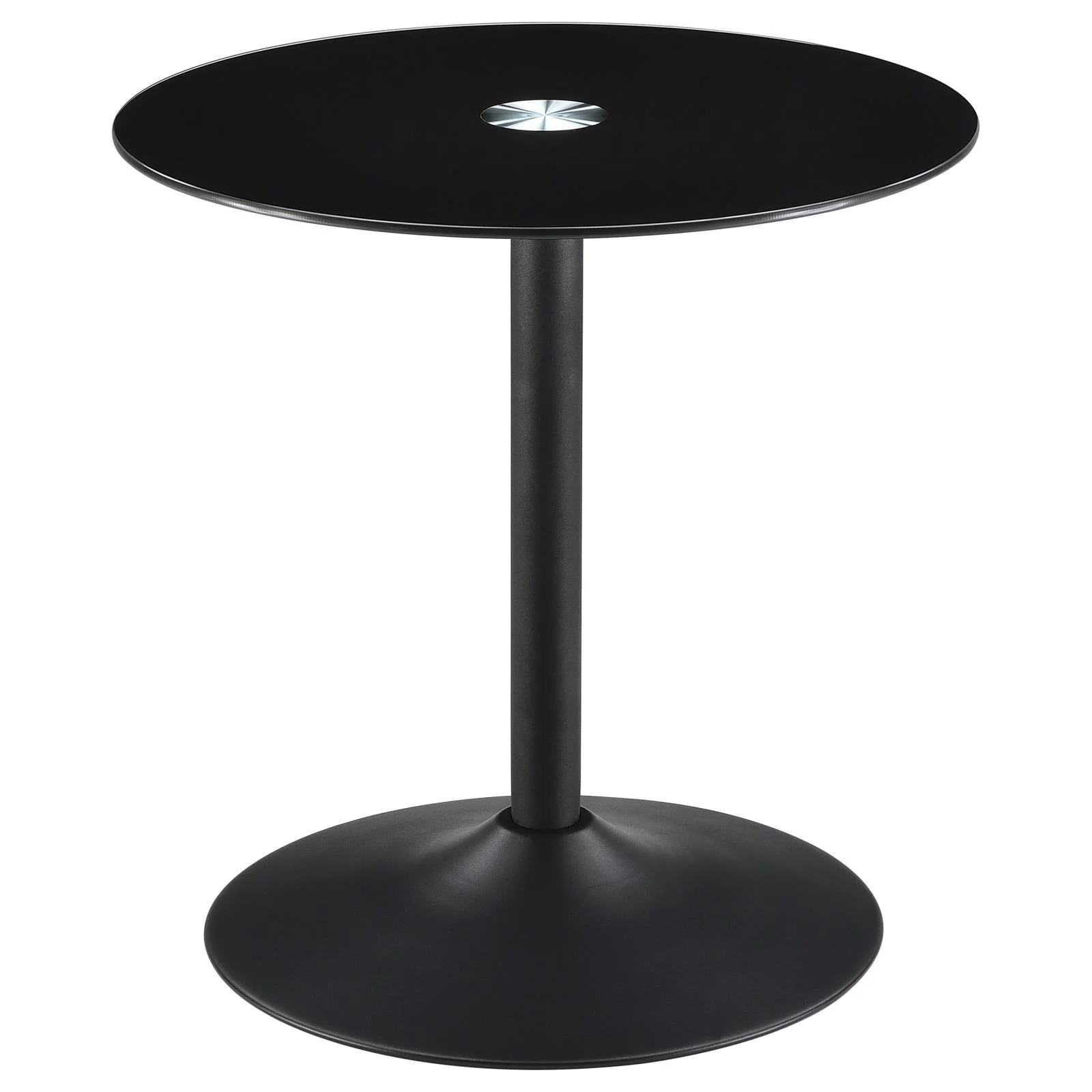 Ganso Black Round Metal End Table with Tempered Glass Top - Image 2