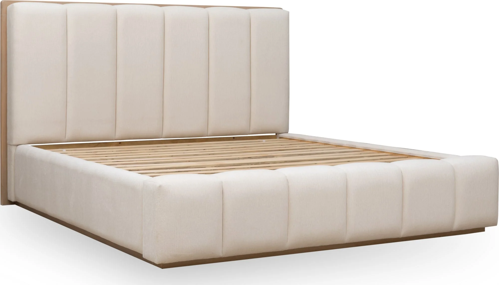 Gardenia Cotton/Chai Wood Frame Upholstered California King Platform Bed - Image 6