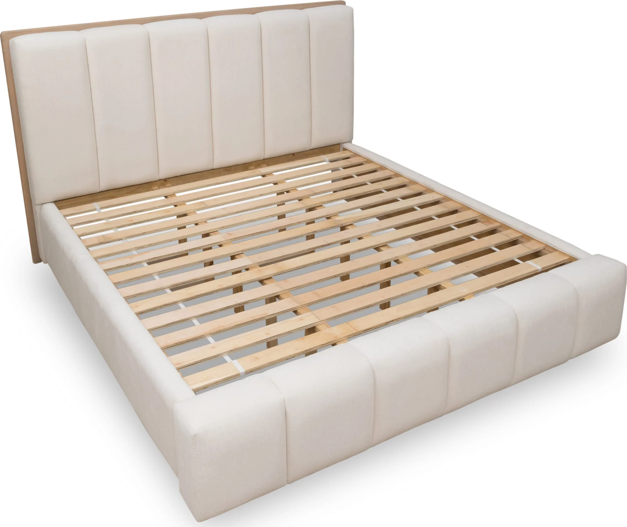 Gardenia Cotton/Chai Wood Frame Upholstered California King Platform Bed - Image 9