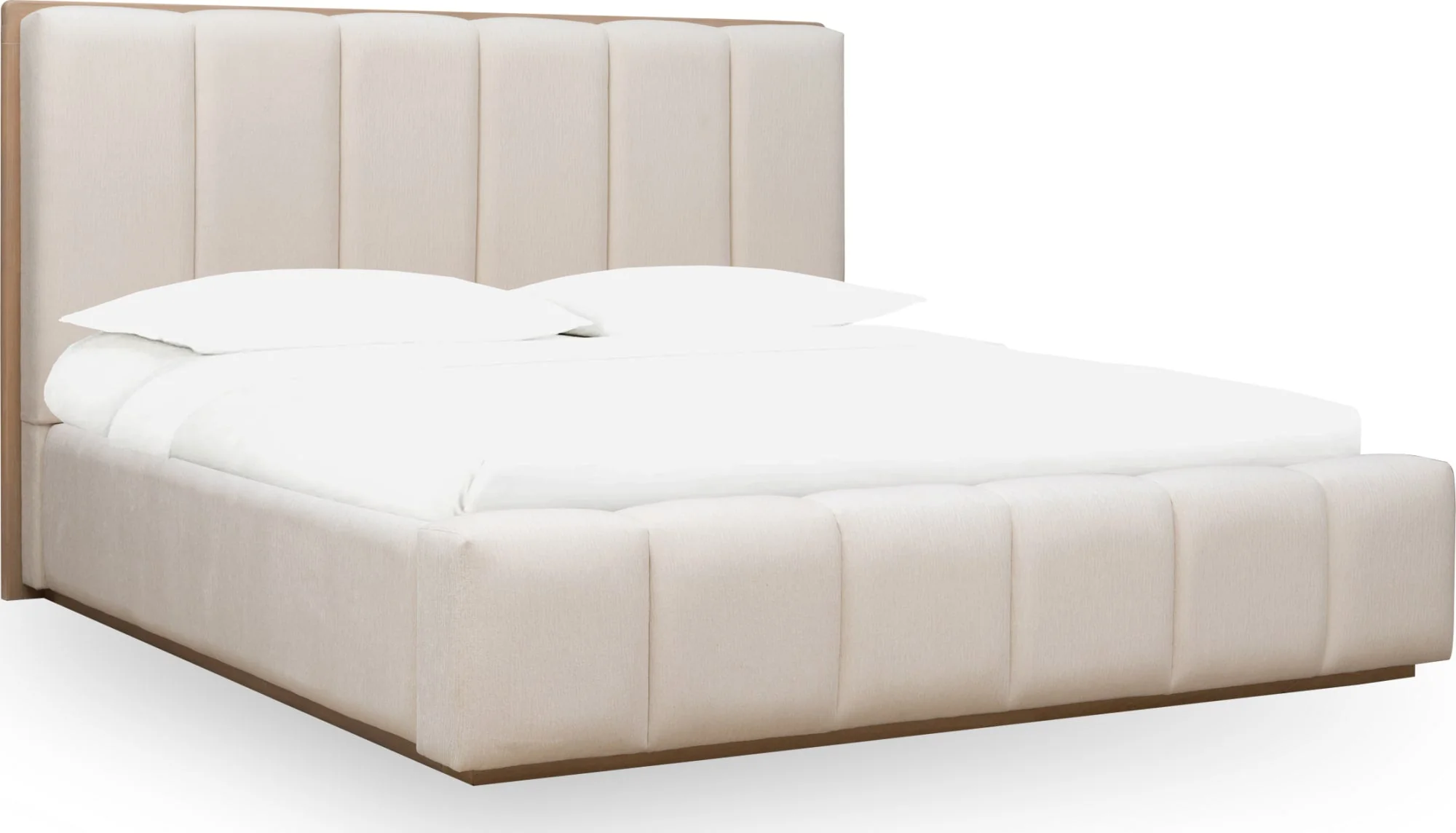 Gardenia Cotton/Chai Wood Frame Upholstered King Platform Bed - Image 4