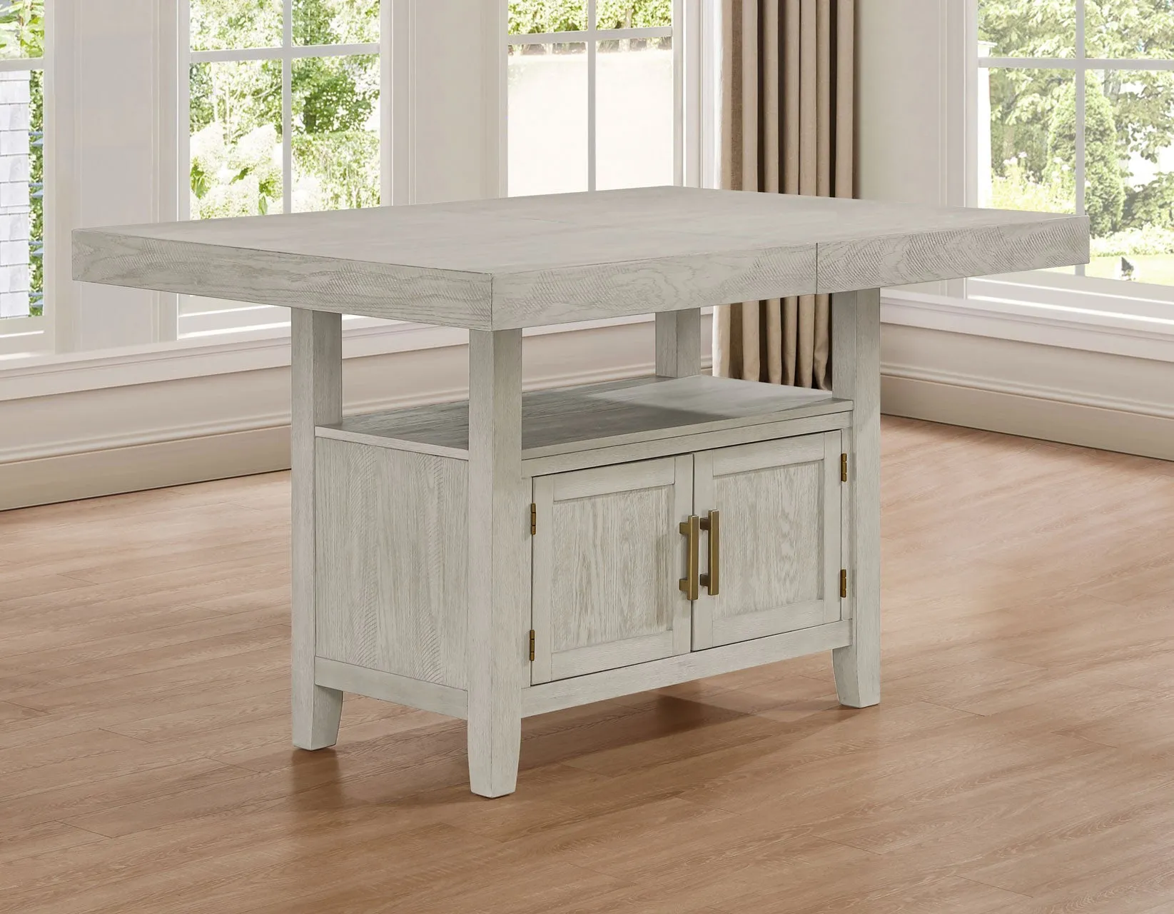 Garland 60-80″ Counter Table with 20″ Leaf, Greige Finish