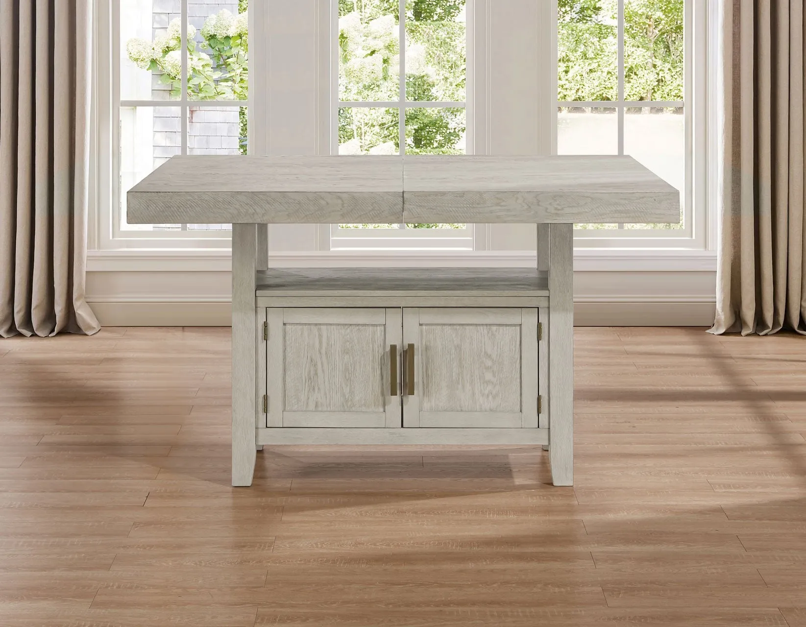 Garland 60-80″ Counter Table with 20″ Leaf, Greige Finish - Image 3
