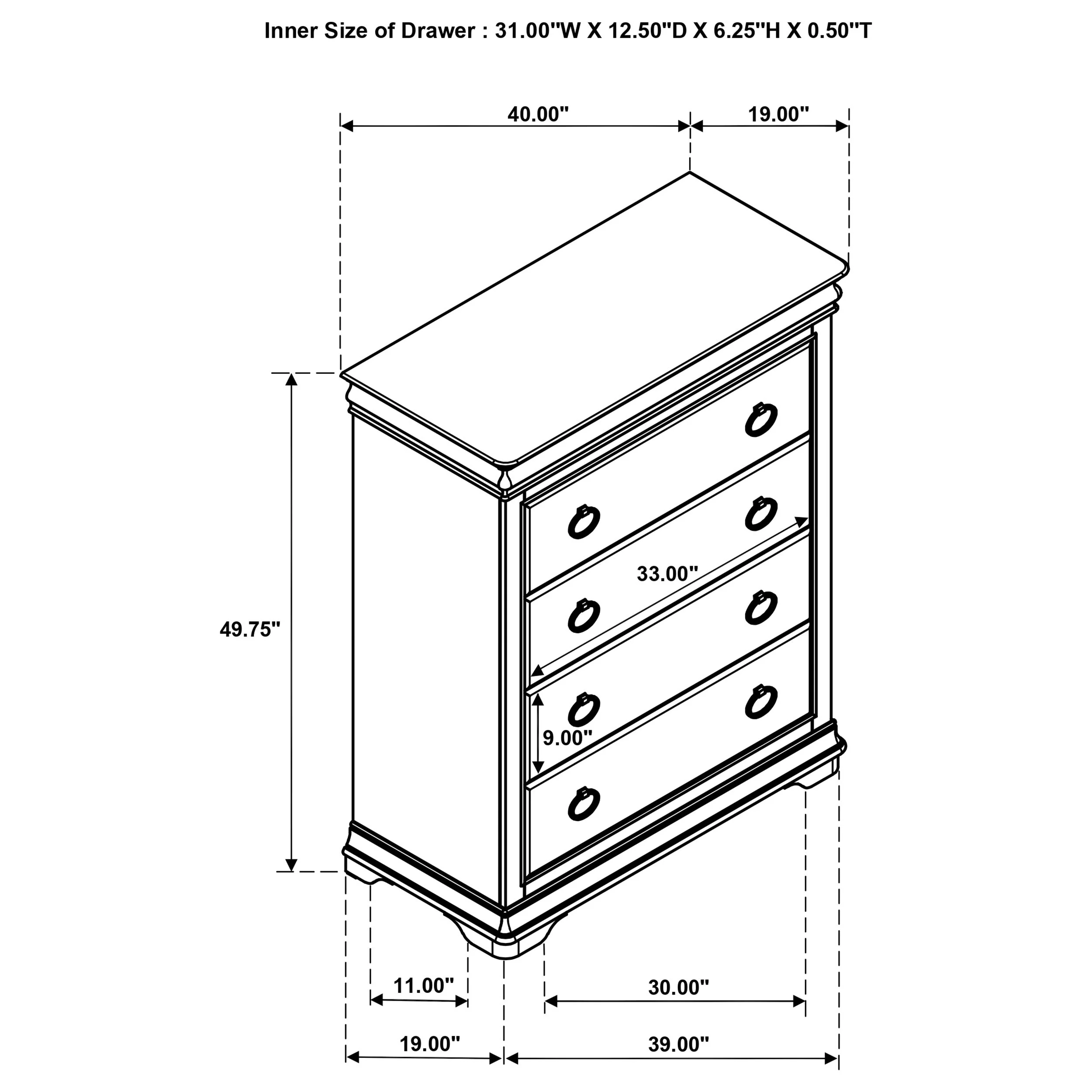 Garland Brown Cherry 4-drawer Bedroom Chest of Drawers - Image 13