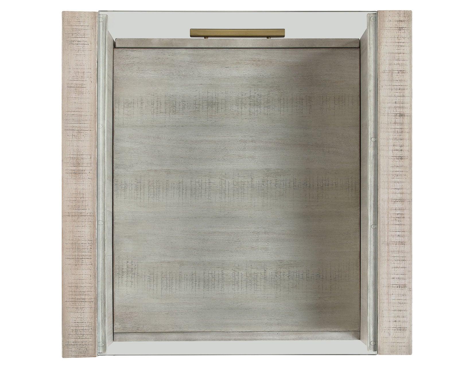 Garland Glass Top End Table, Washed Parchment Finish - Image 5