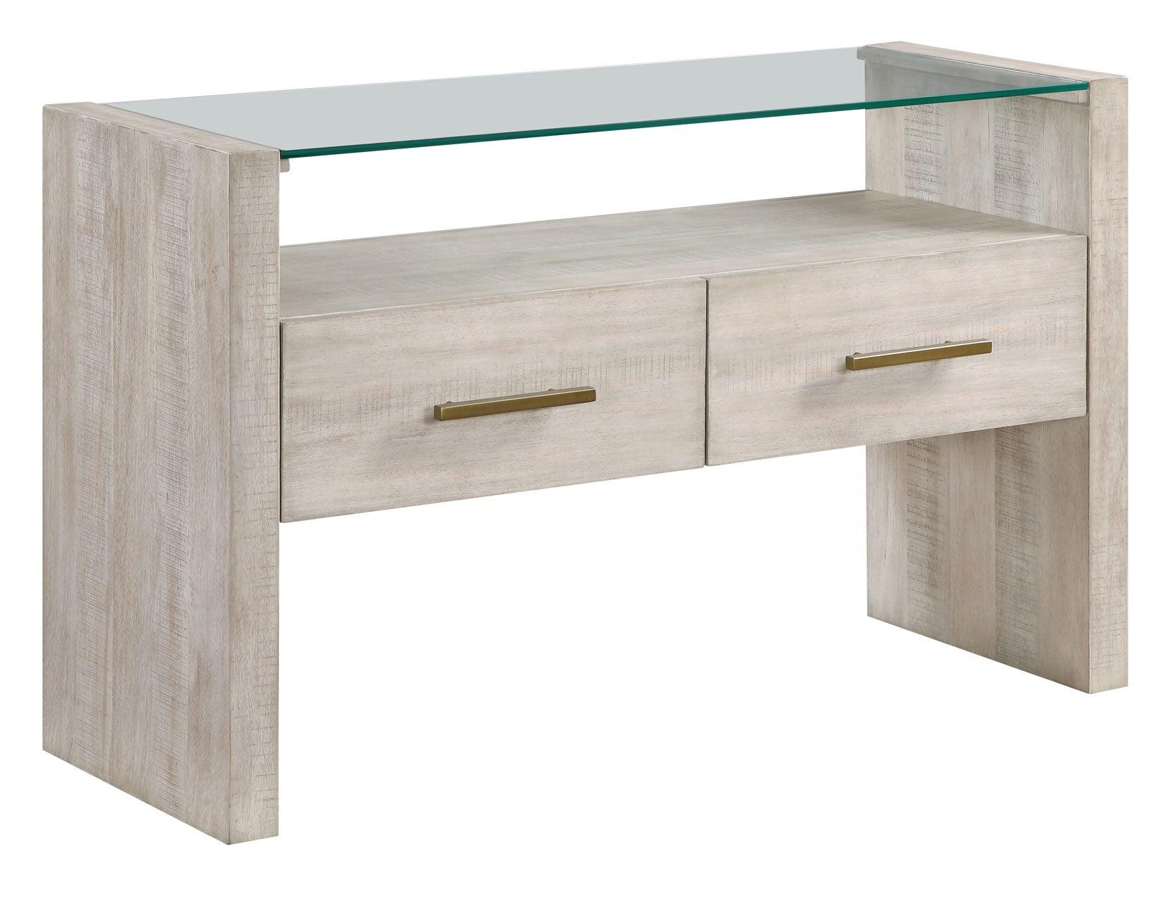 Garland Glass Top Sofa Table, Washed Parchment Finish - Image 4