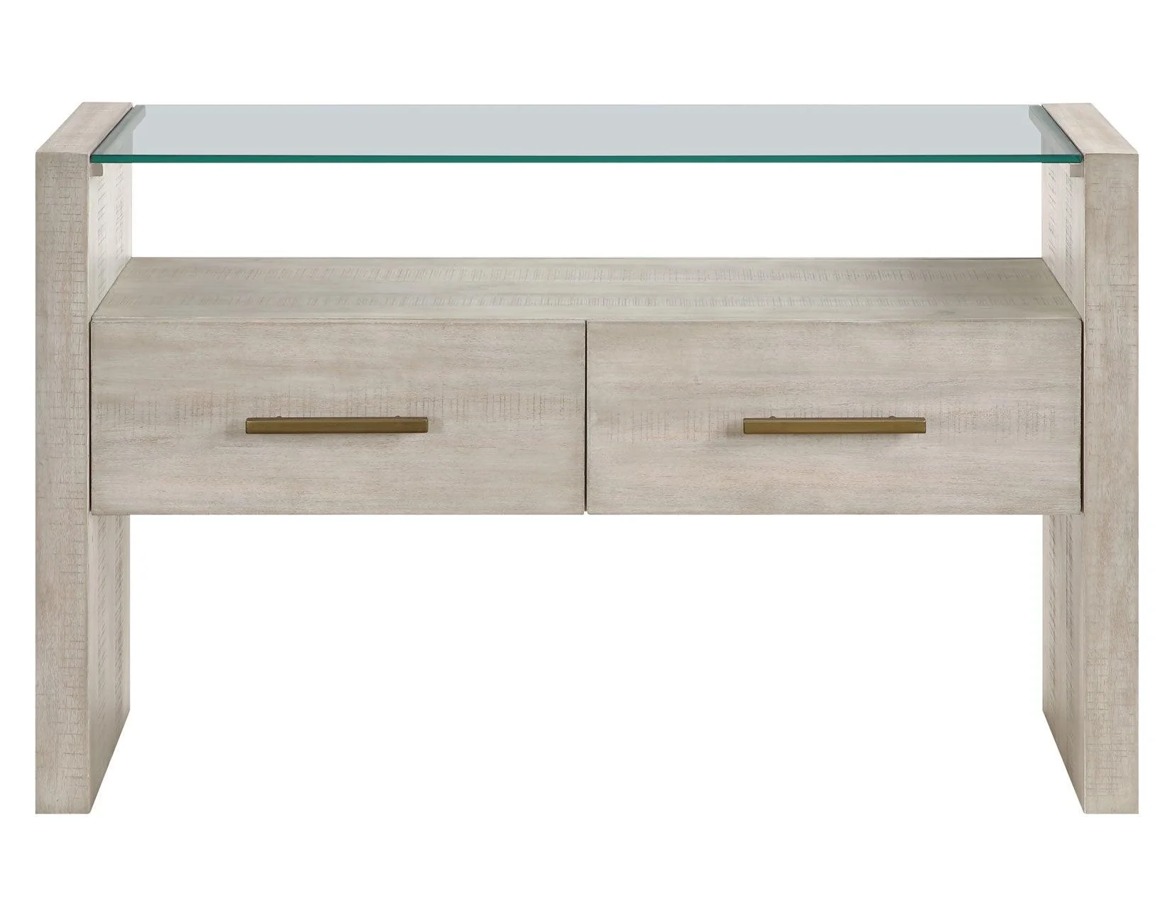Garland Glass Top Sofa Table, Washed Parchment Finish - Image 5