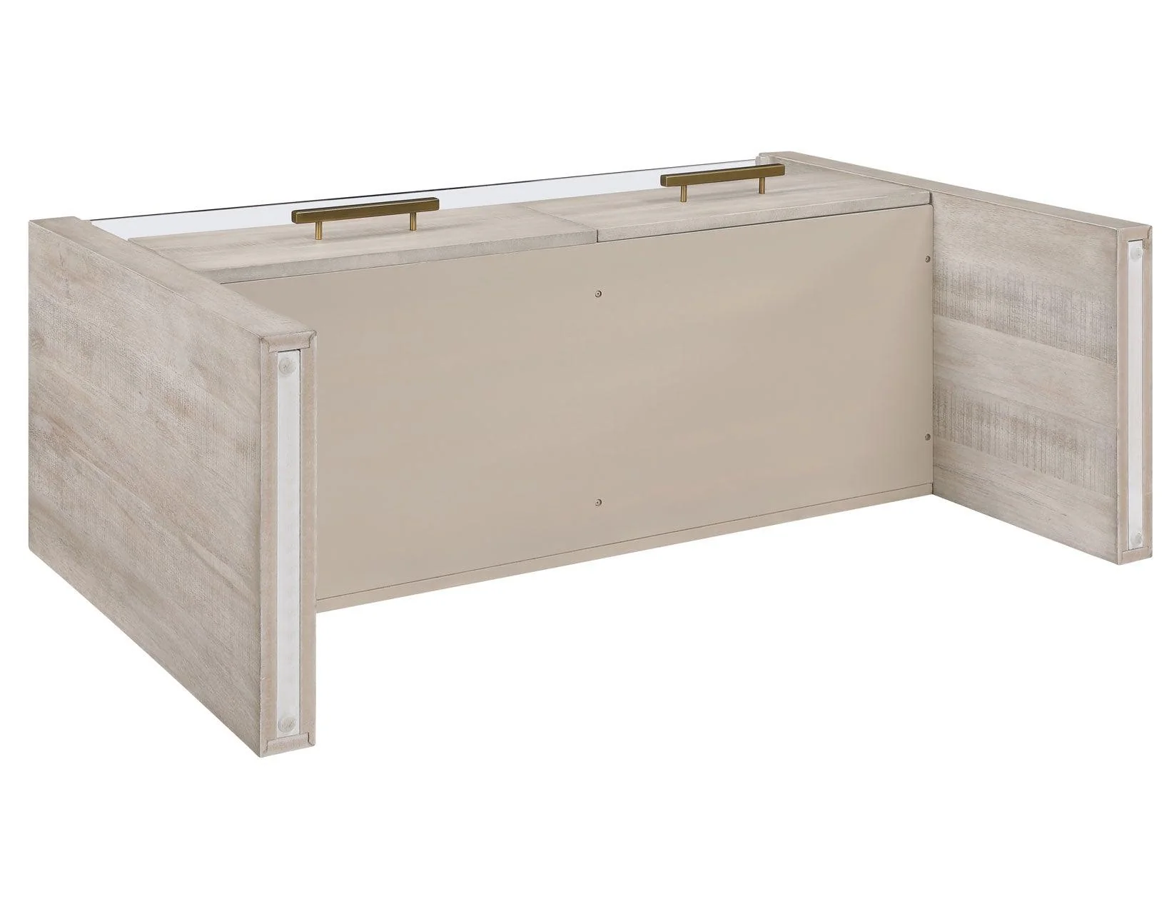 Garland Glass Top Sofa Table, Washed Parchment Finish - Image 7