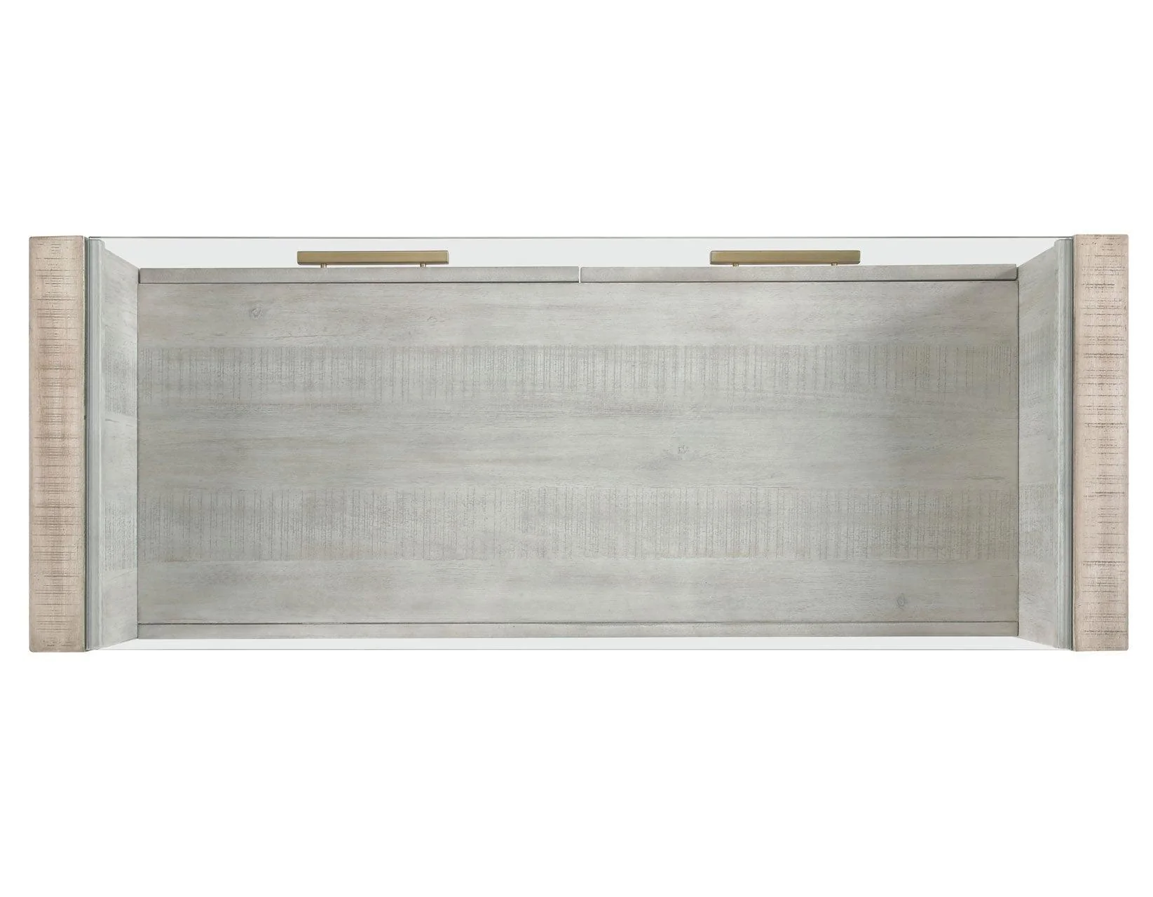 Garland Glass Top Sofa Table, Washed Parchment Finish - Image 8