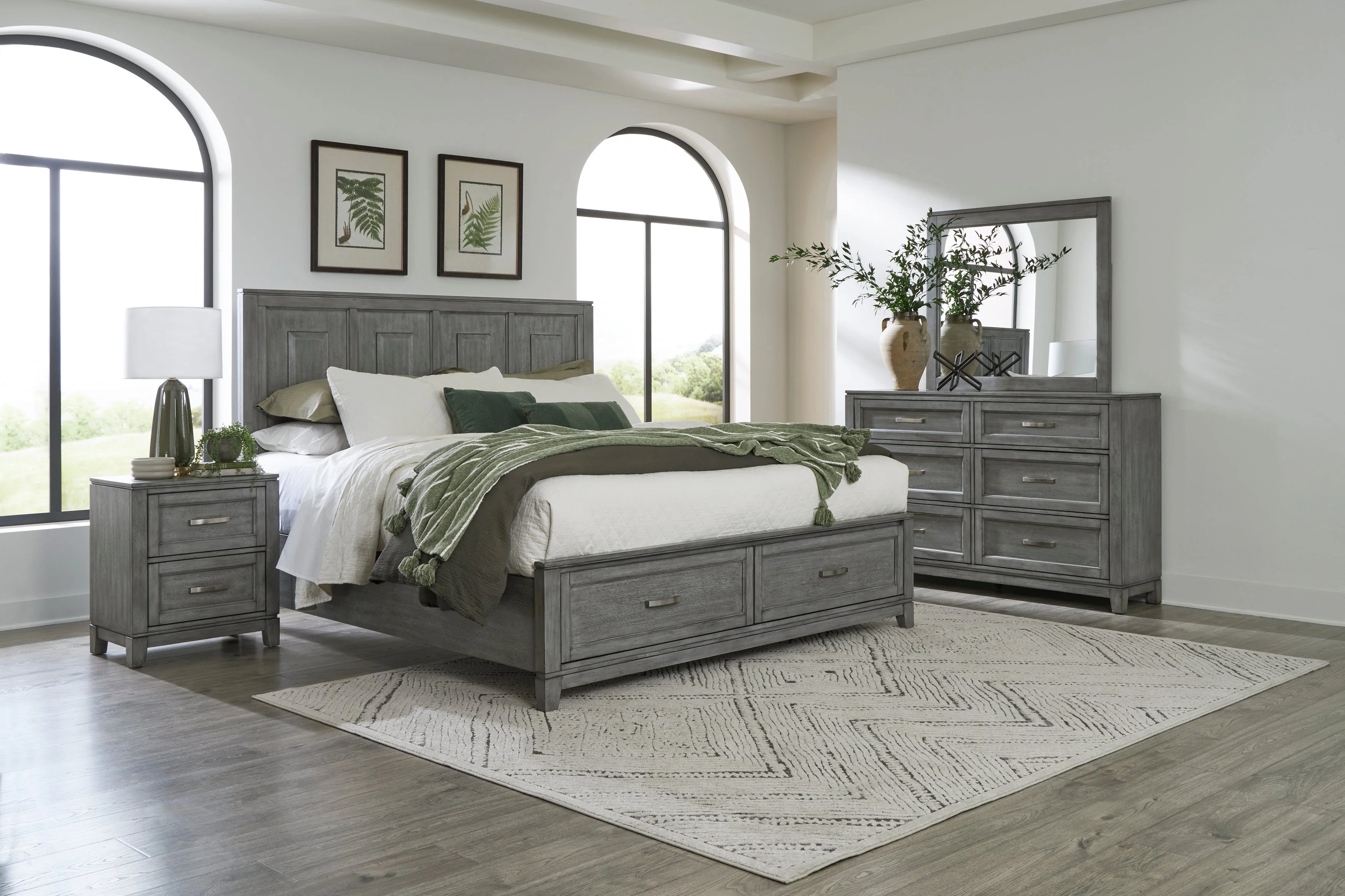 Garretson Gray Californoa King Platform Bed with Footboard Storage - Image 5