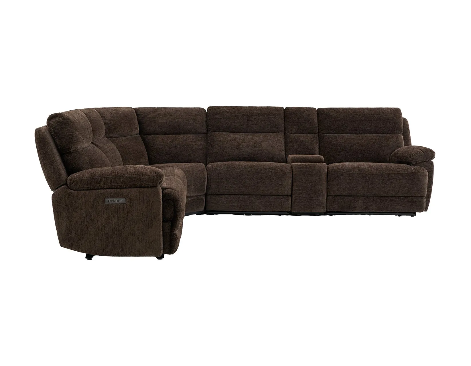 Gatlin Dual-Power Brown Fabric 6-Piece Modular Reclining Sectional - Image 4