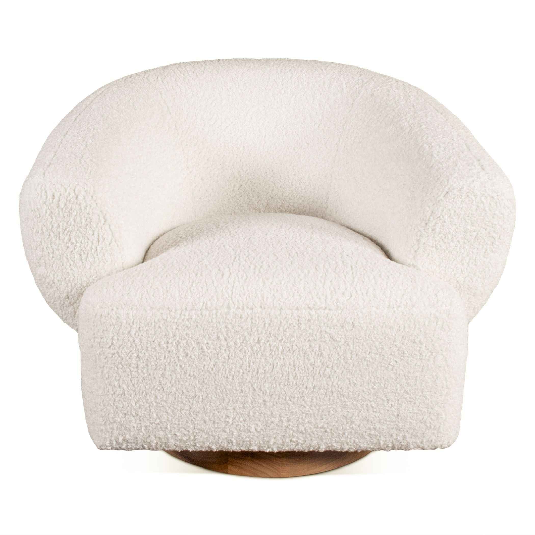 Gatsby Estelle 35" Swivel Accent Chair in Cream Boucle Fabric - Image 2