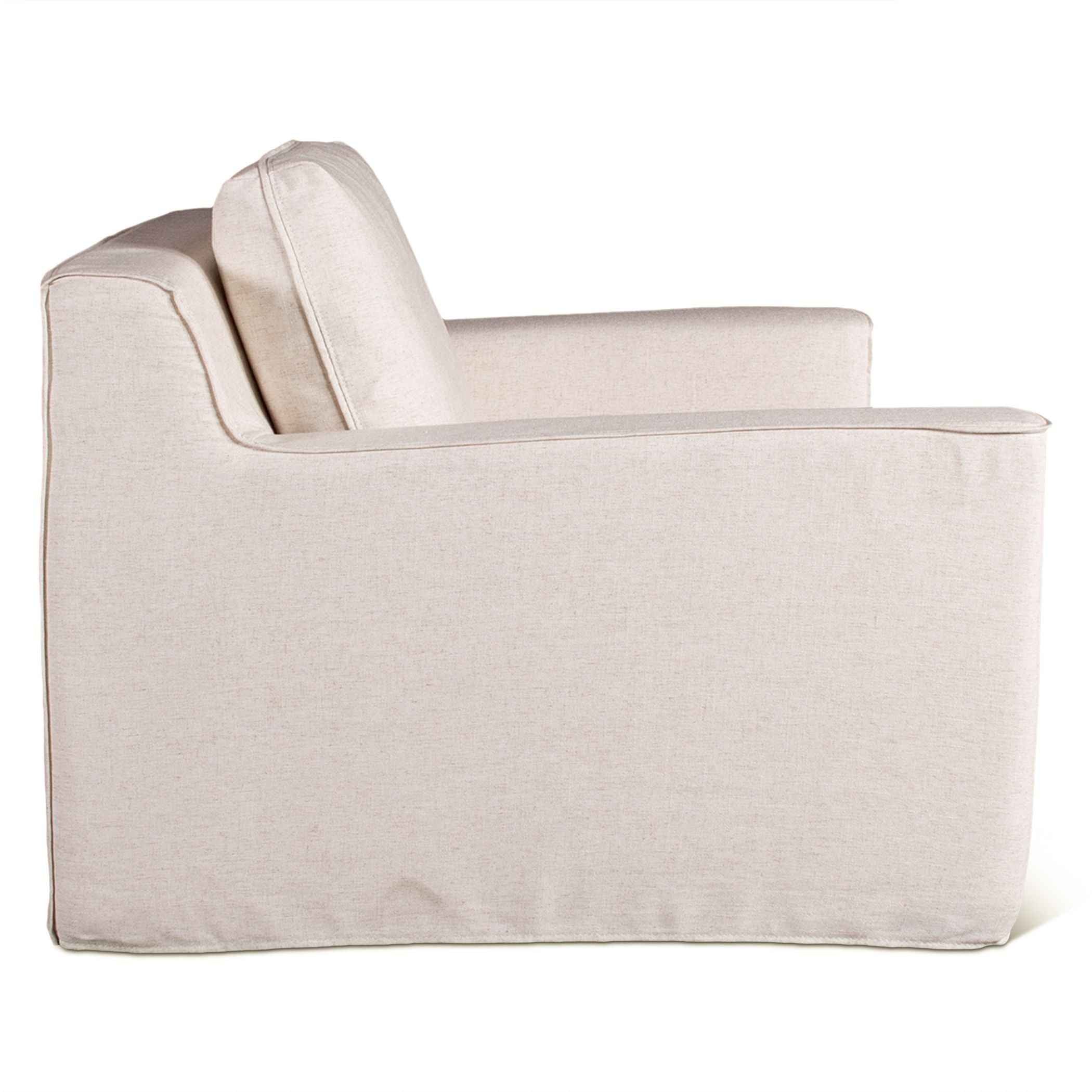Gatsby Palladium Swivel Accent Chair in White Linen Slipcover - Image 4