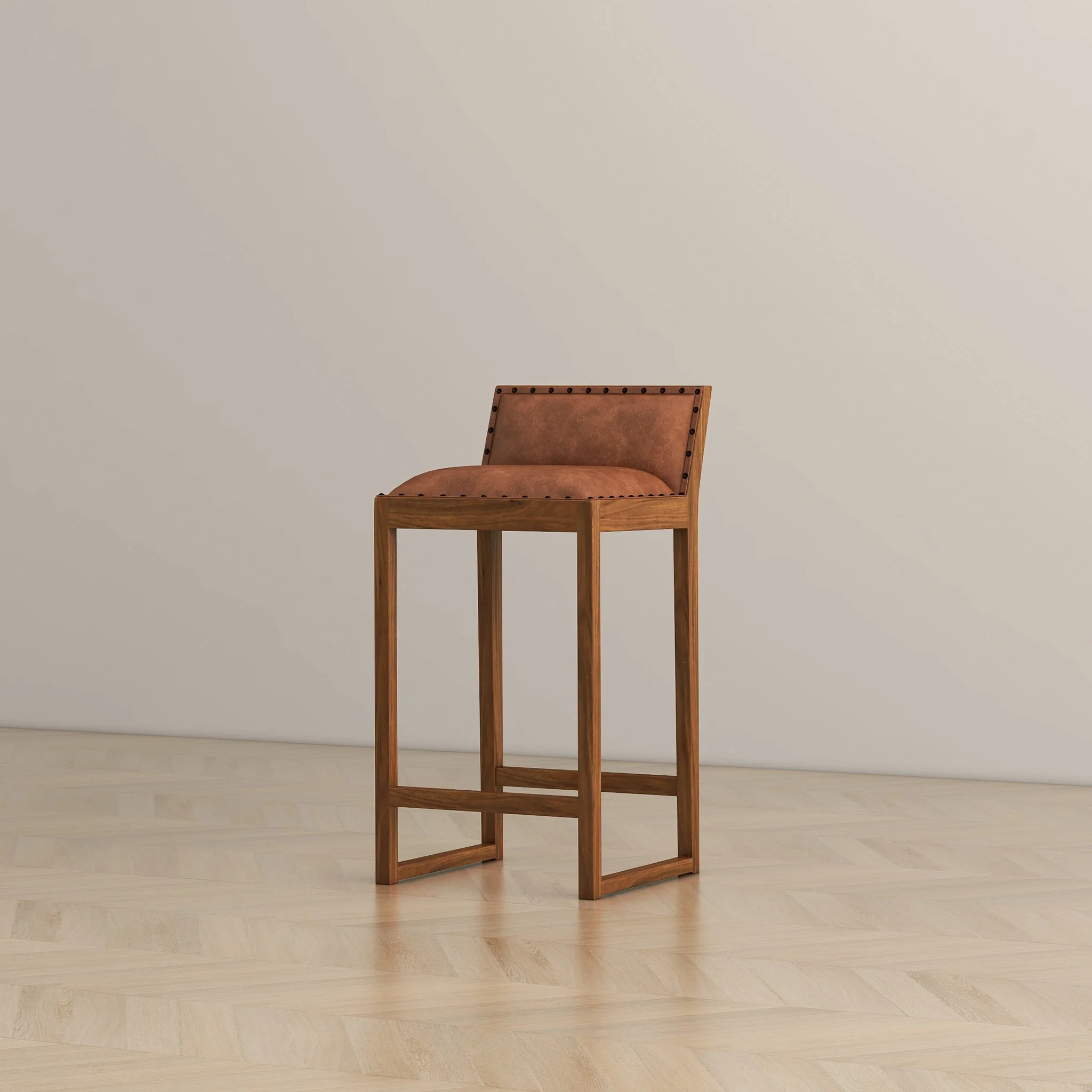Gavin 25'' Solid Wood Genuine Leather Counter Stool - Image 7