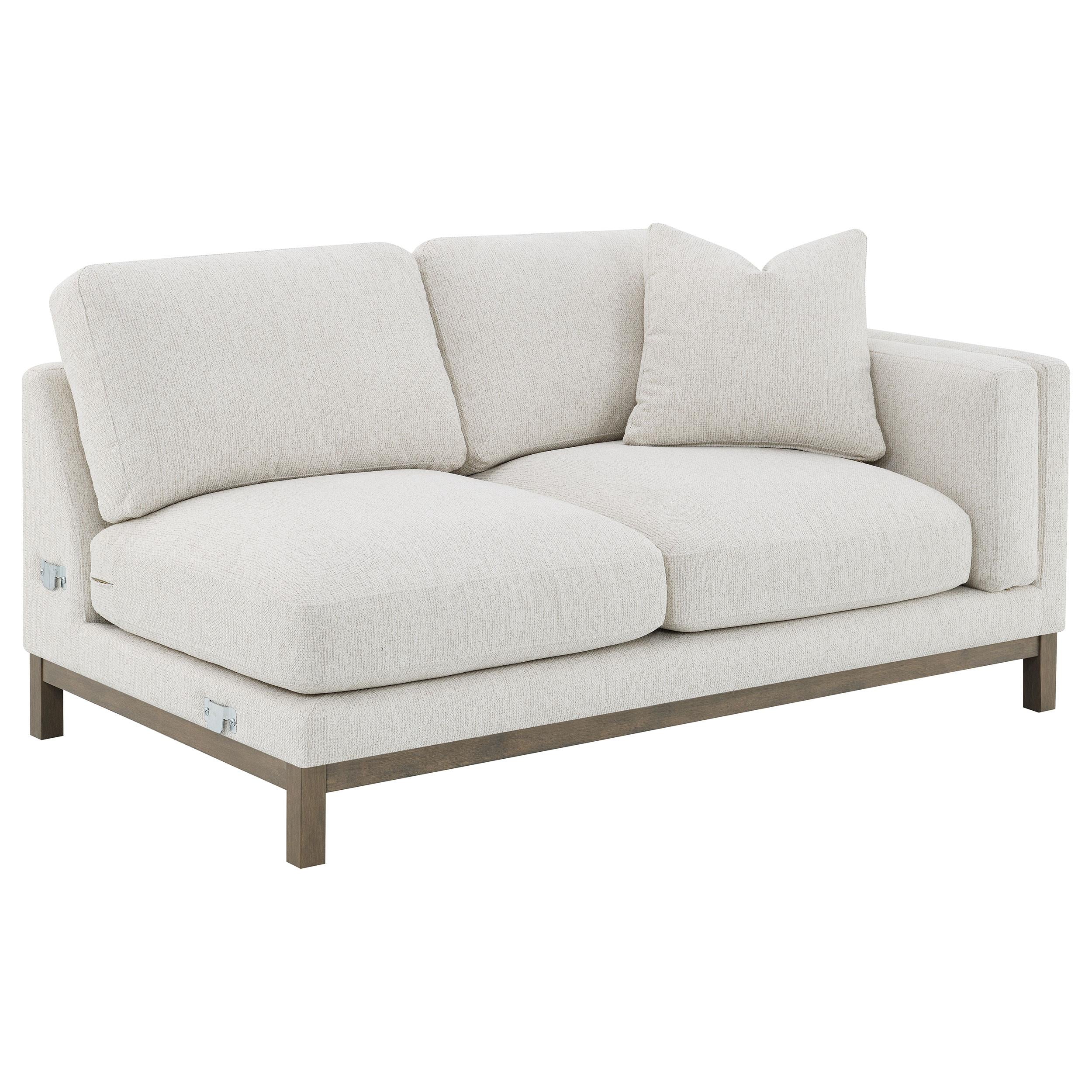 Geneva Sand Boucle Upholstered Sectional Chaise Sofa - Image 6