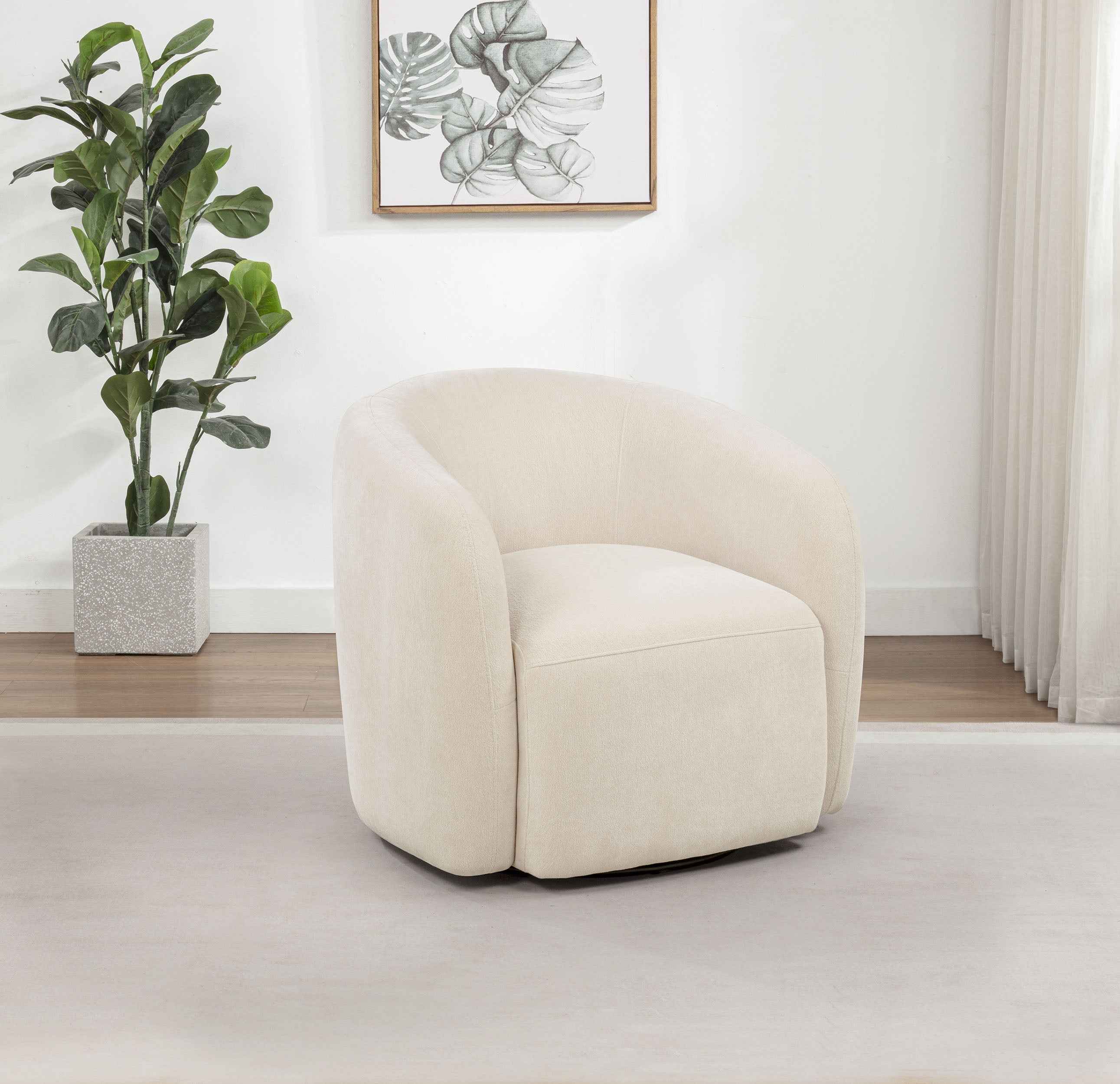 Gerley Beige Chenille Upholstered Swivel Accent Chair