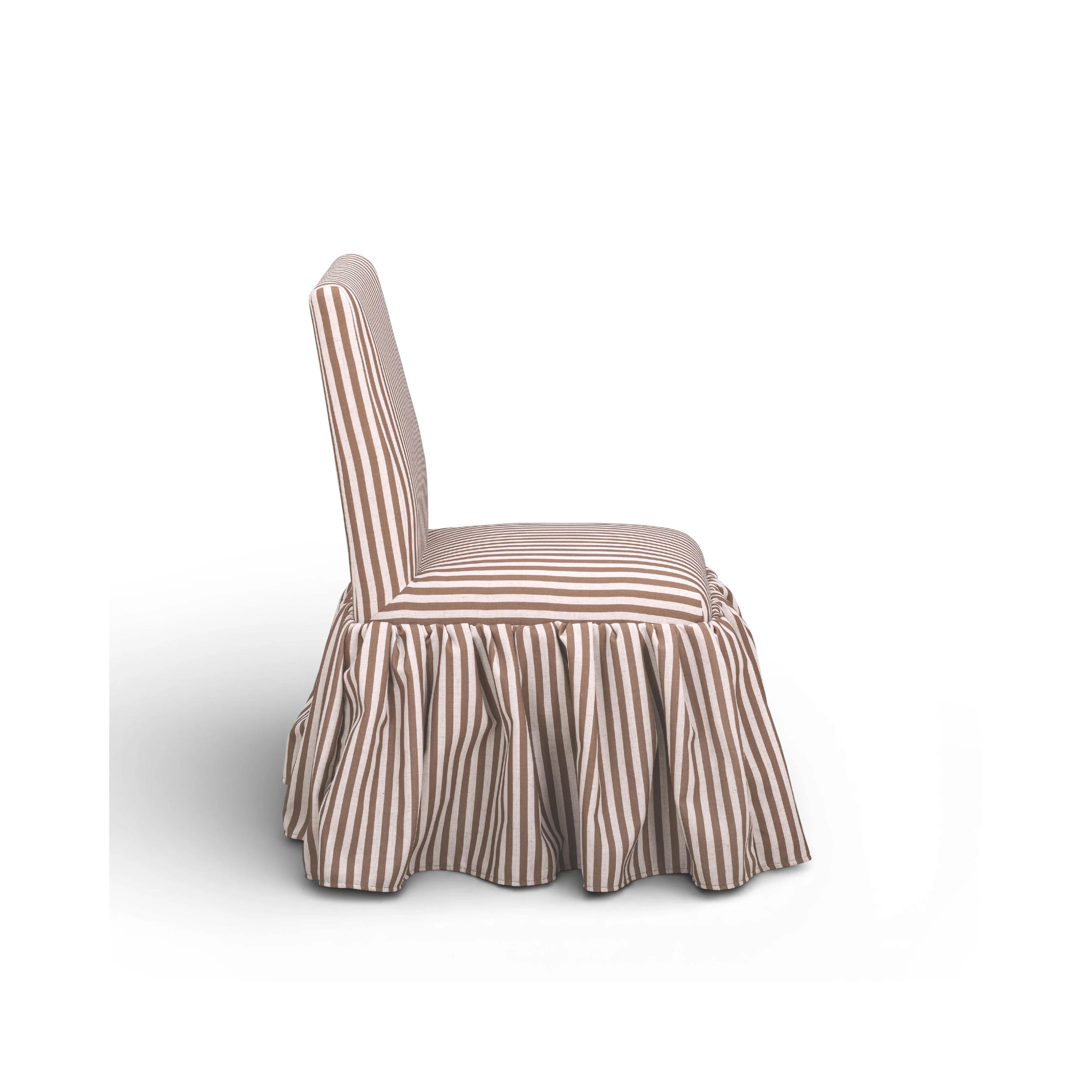 Gertrude Striped Performance Linen Skirted Dining Chair - Image 3