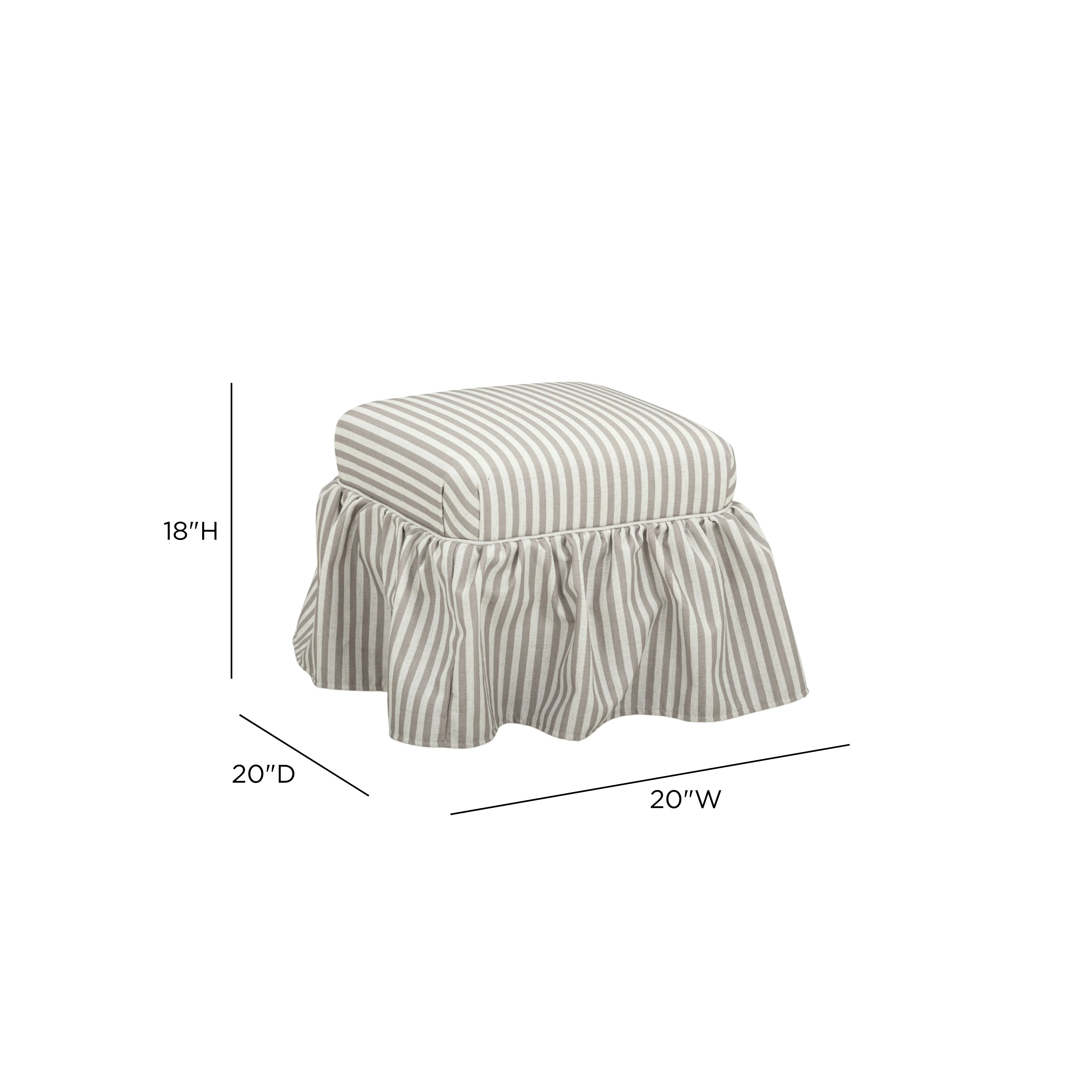 Gertrude Striped Performance Linen Skirted Ottoman - Image 11