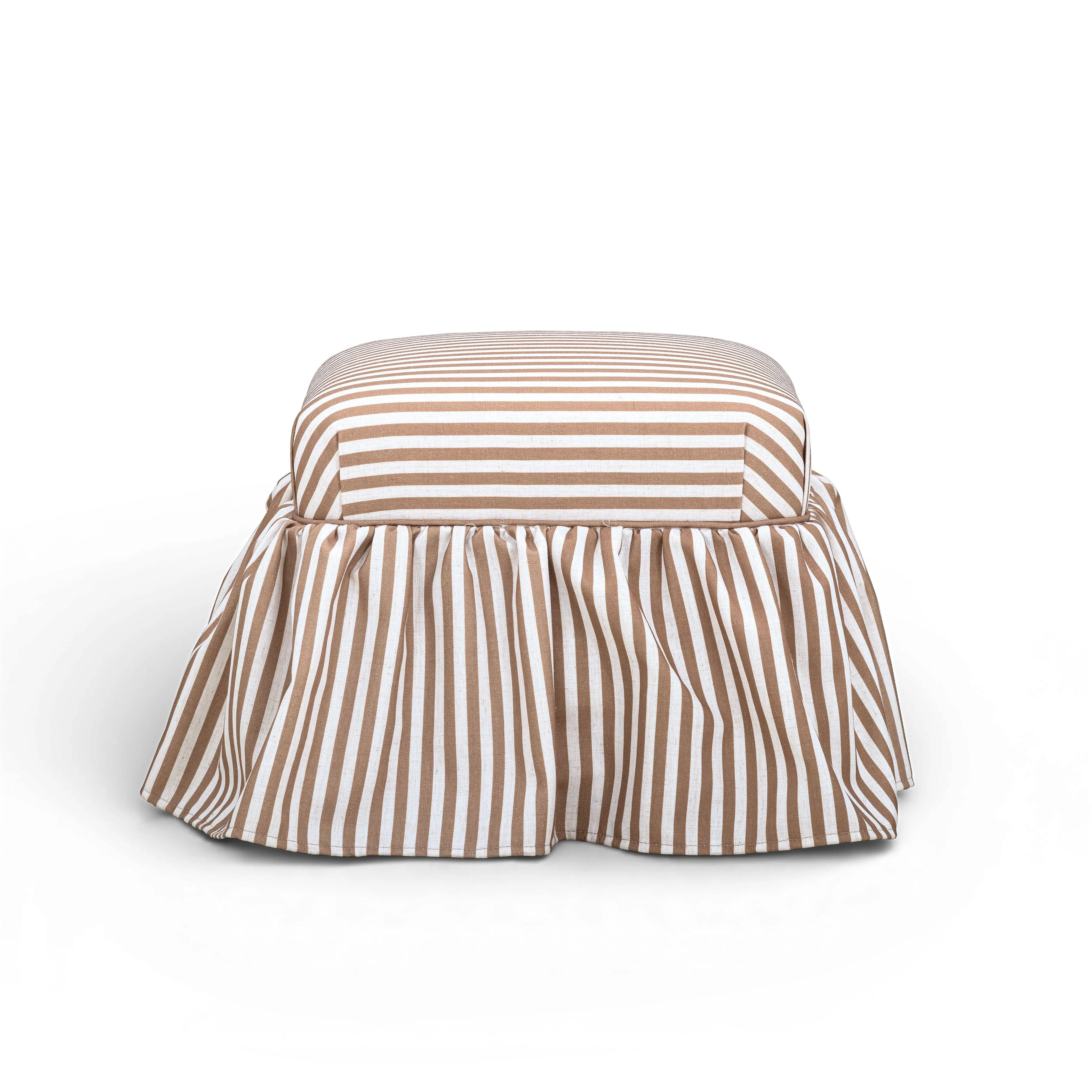 Gertrude Striped Performance Linen Skirted Ottoman - Image 2
