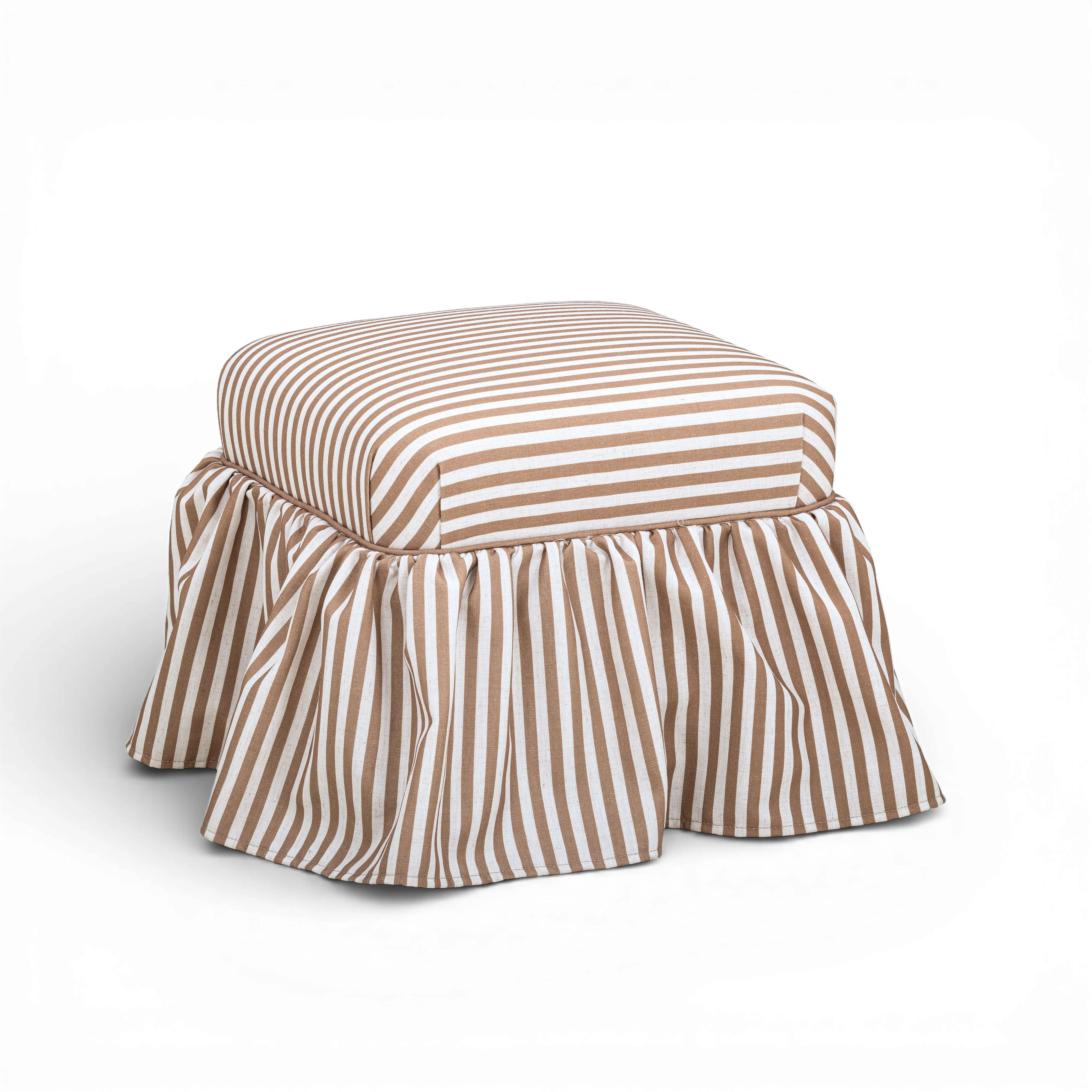 Gertrude Striped Performance Linen Skirted Ottoman - Image 3