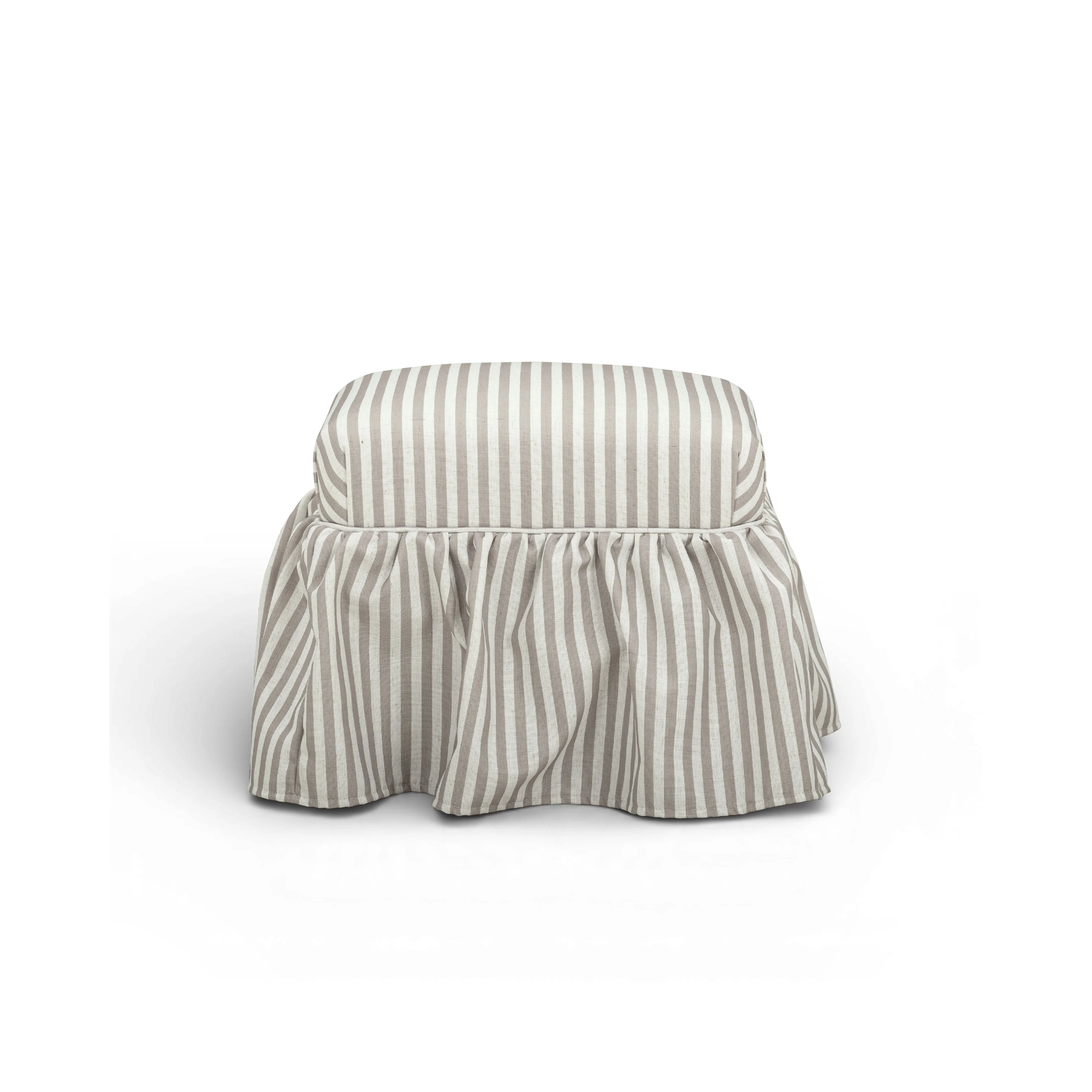 Gertrude Striped Performance Linen Skirted Ottoman - Image 7