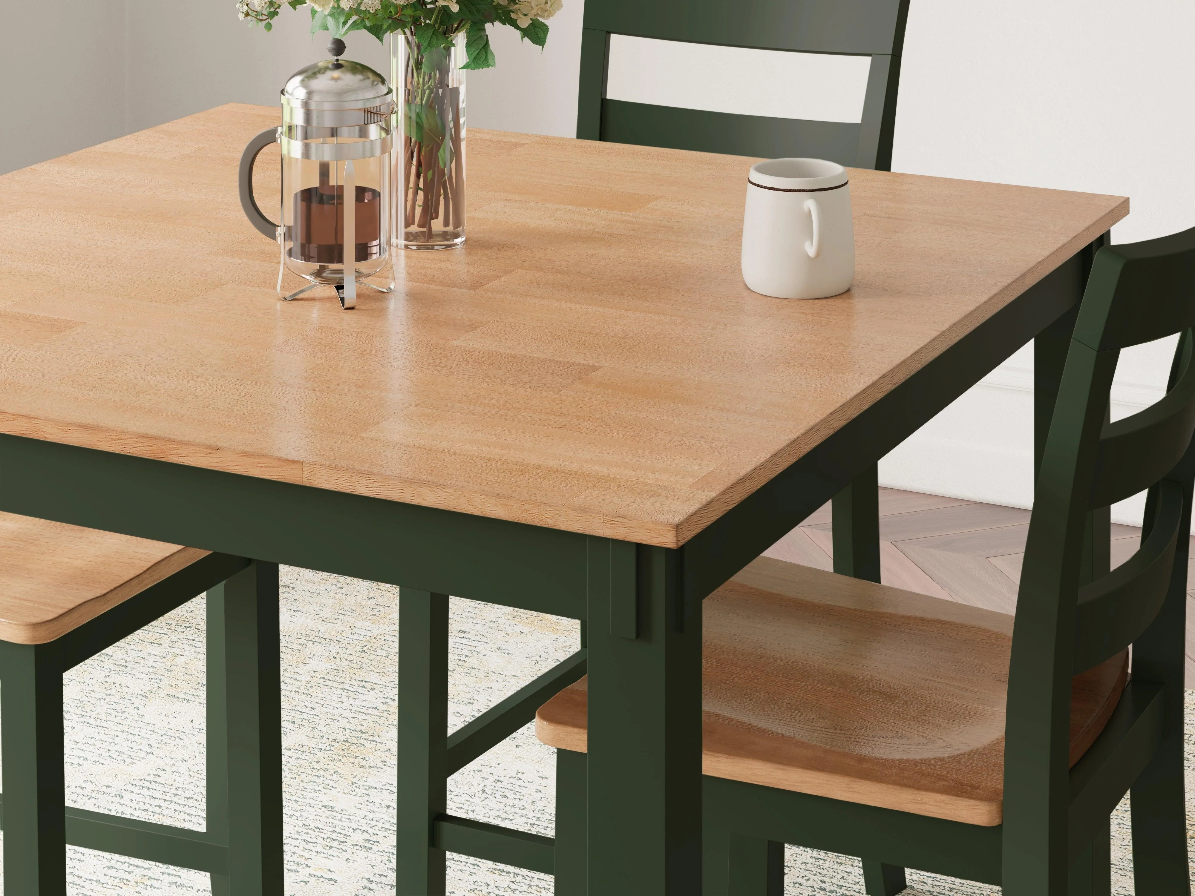Gesthaven Natural/Green Counter Height Dining Table and 4 Barstools - Image 4