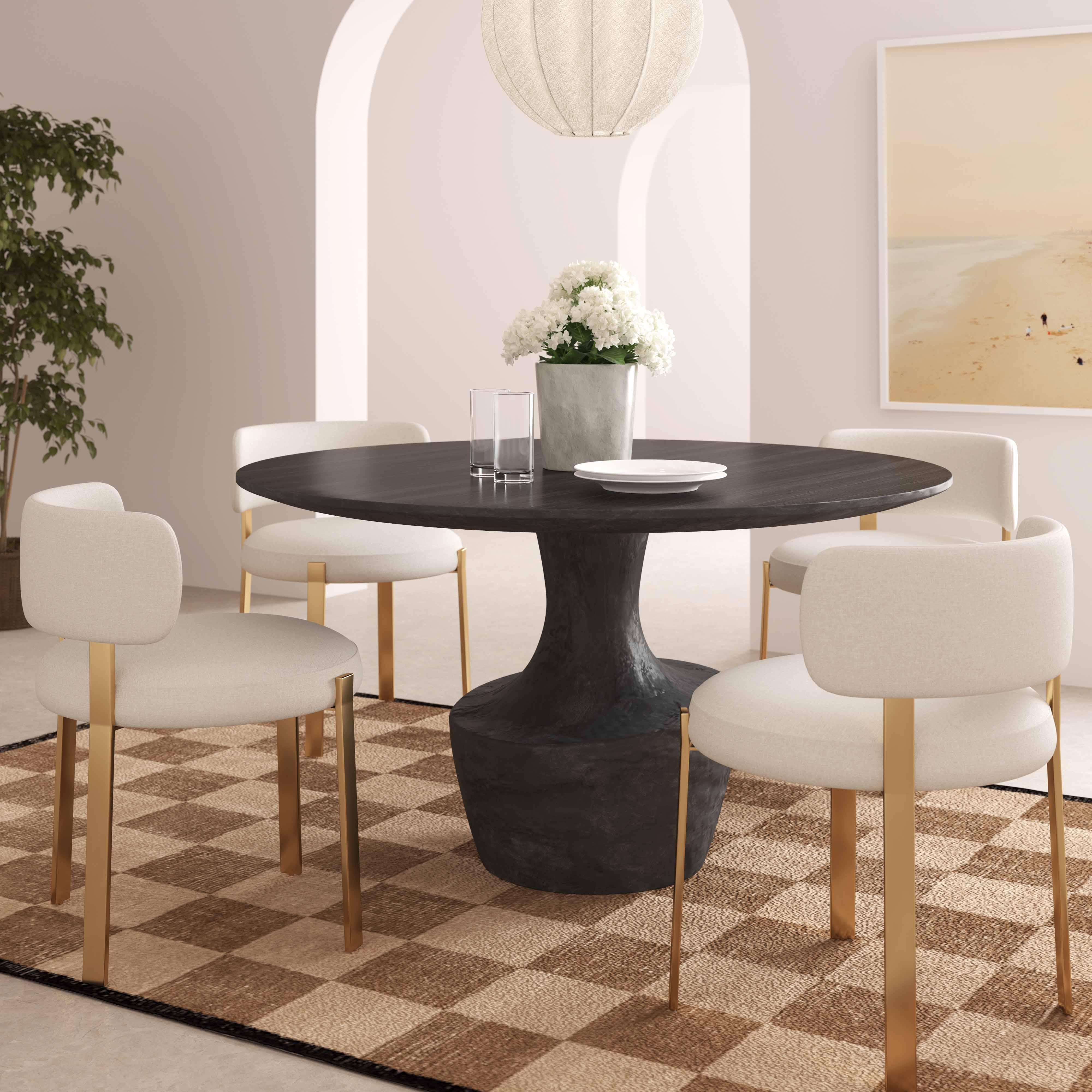 Gevra Black Acacia & Faux Plaster 54" Round Dining Table - Image 2