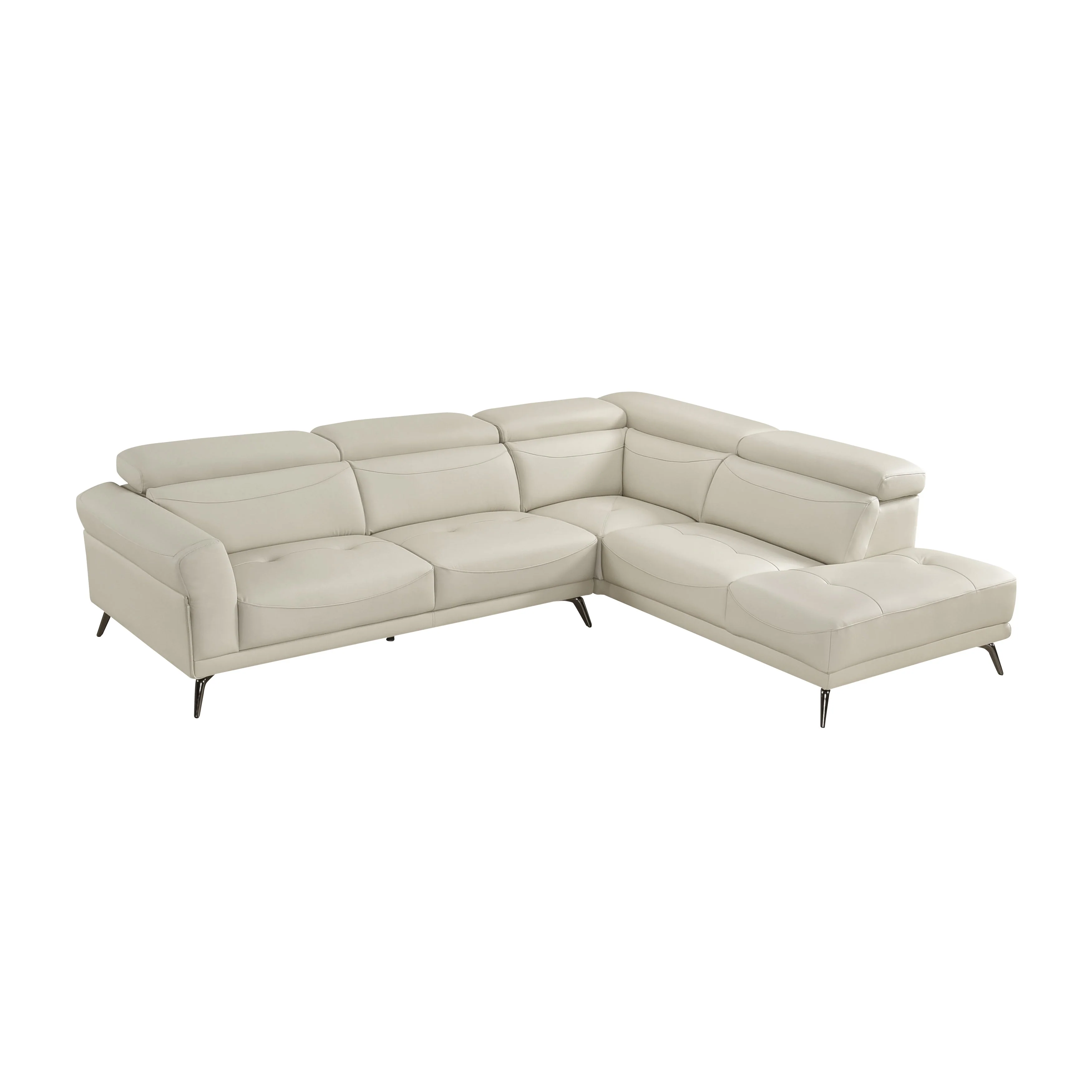 Giselle Beige Leather 2-Piece Sectional with Right Chaise - Image 2