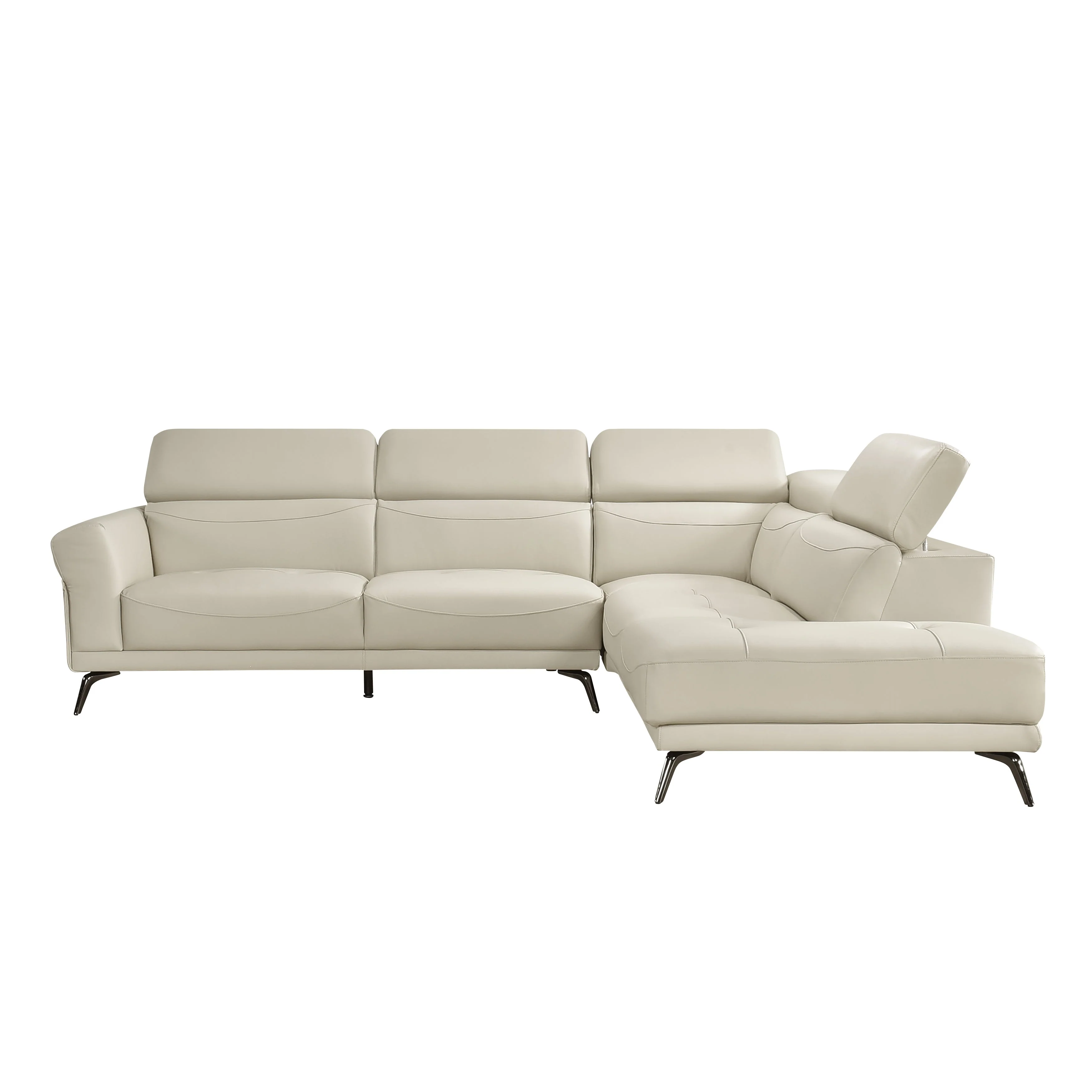 Giselle Beige Leather 2-Piece Sectional with Right Chaise - Image 24