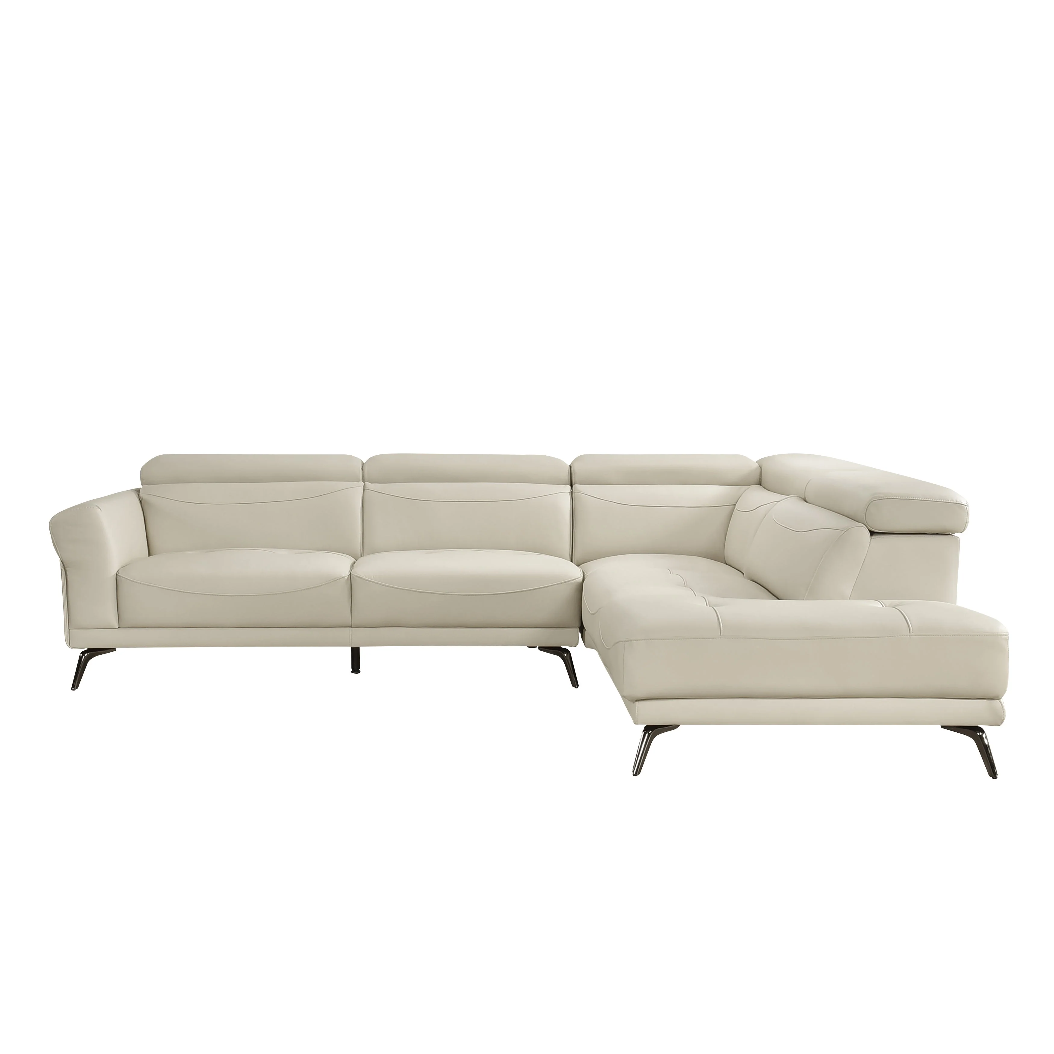 Giselle Beige Leather 2-Piece Sectional with Right Chaise - Image 3