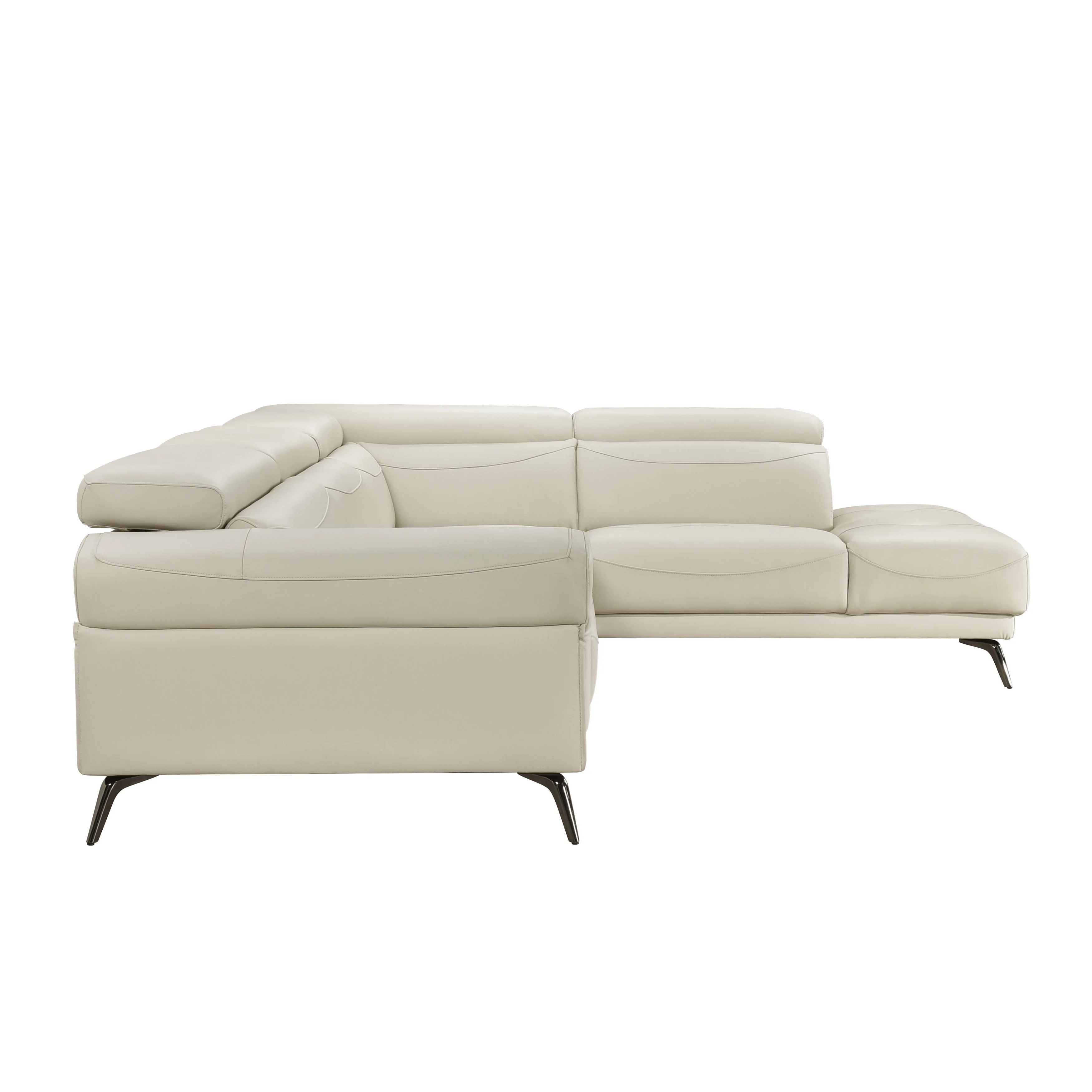 Giselle Beige Leather 2-Piece Sectional with Right Chaise - Image 4