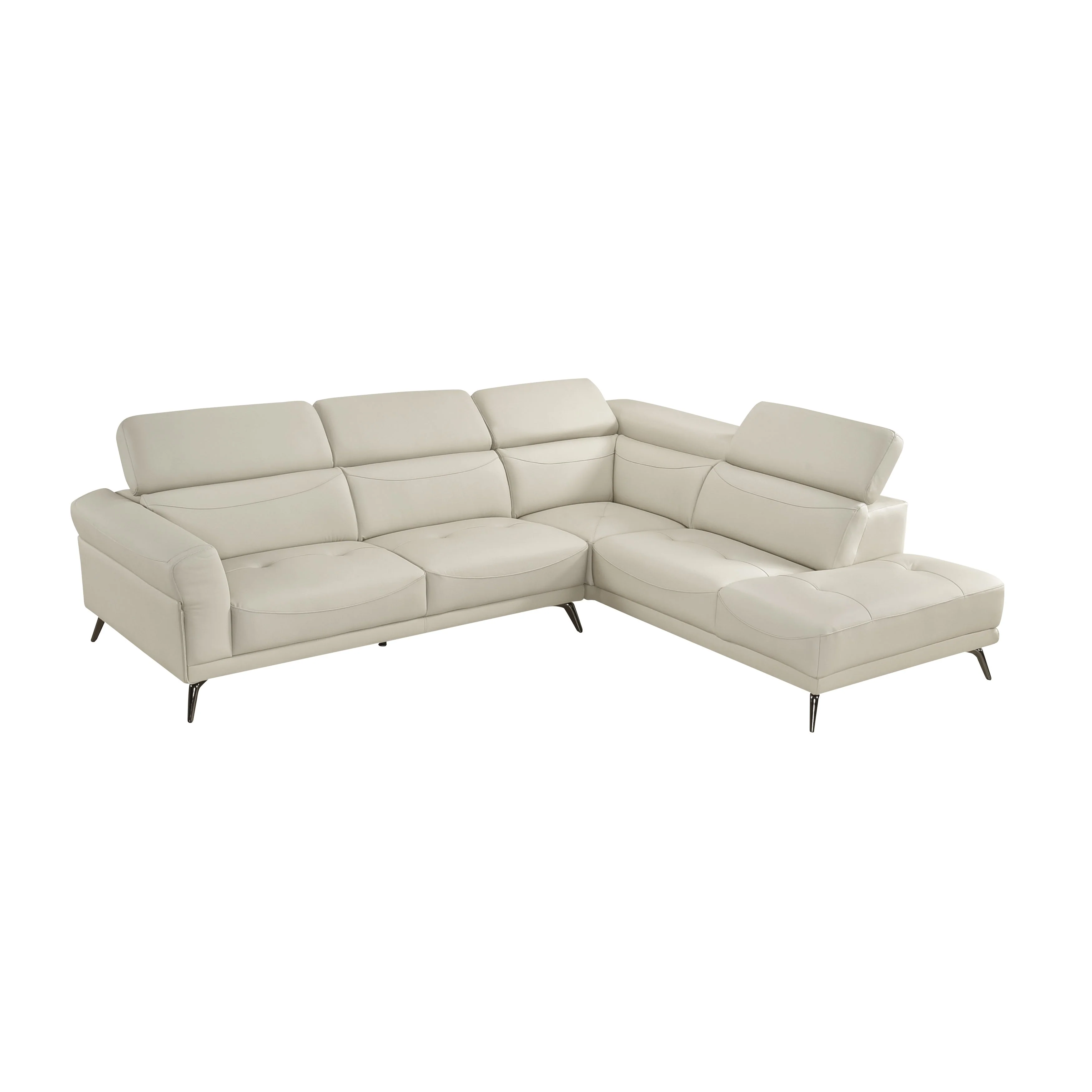 Giselle Beige Leather 2-Piece Sectional with Right Chaise - Image 9