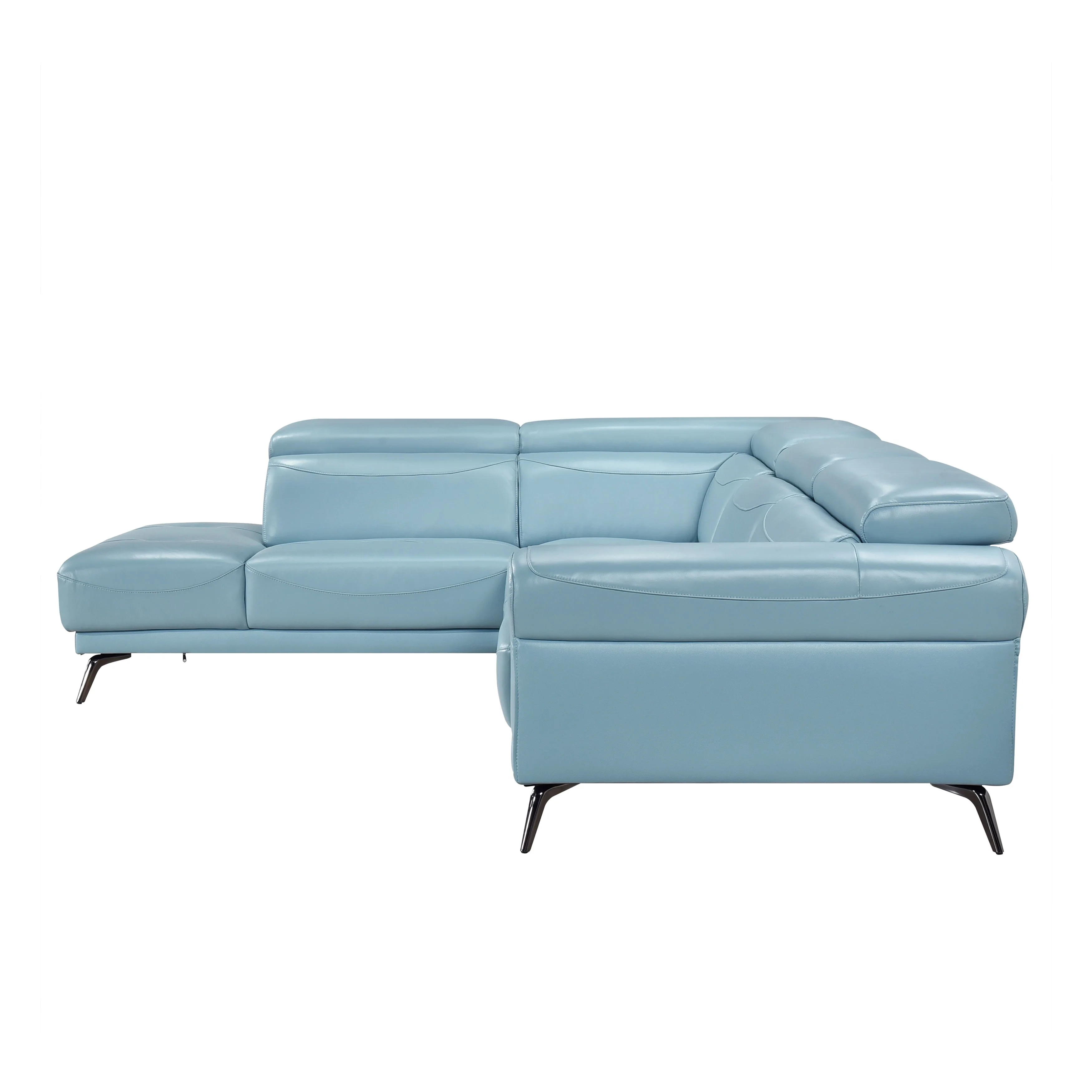 Giselle Blue Leather 2-Piece Sectional with Left Chaise - Image 5