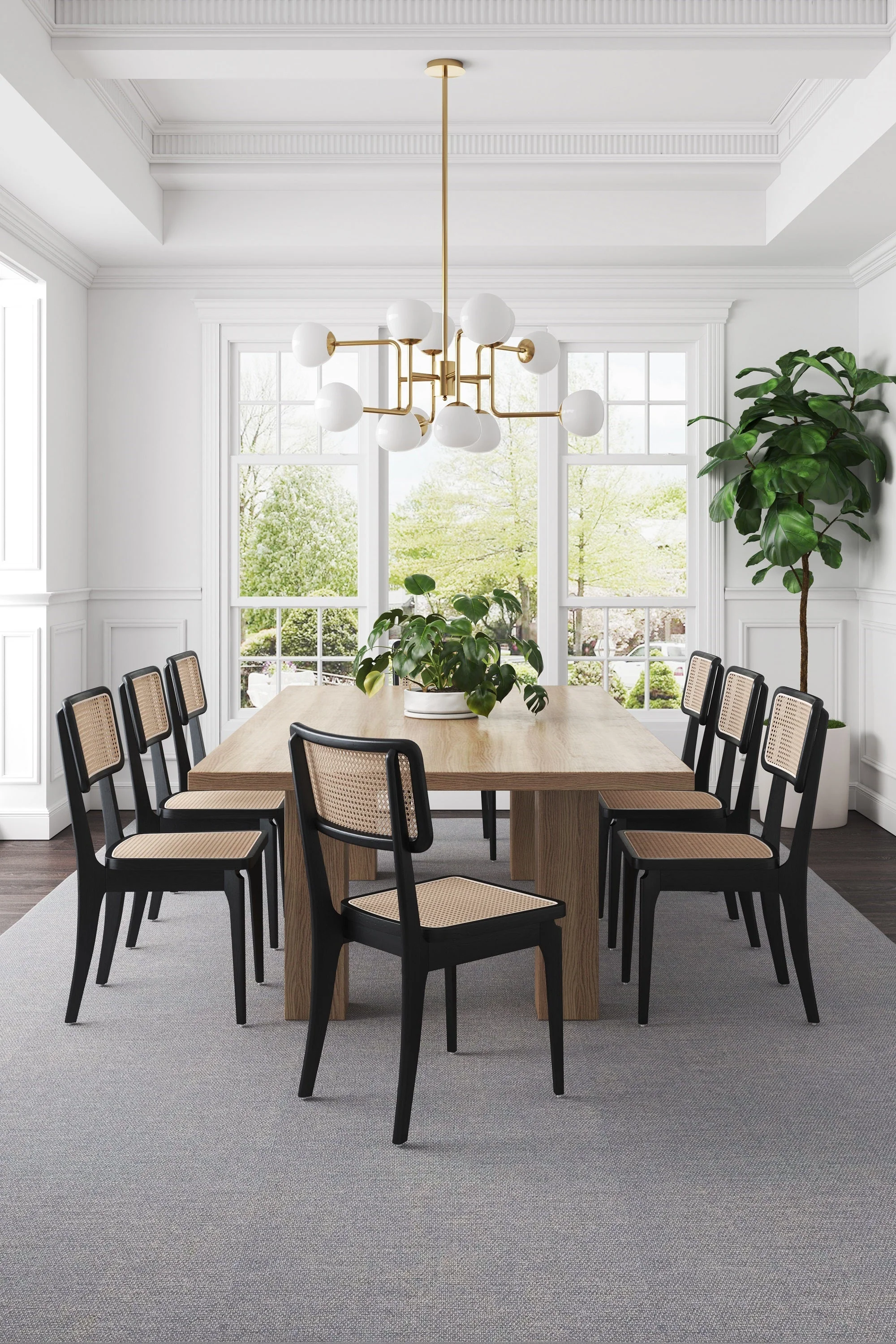 Giverny Dining Chair in Black and Natural Cane (set of 4) - Image 2