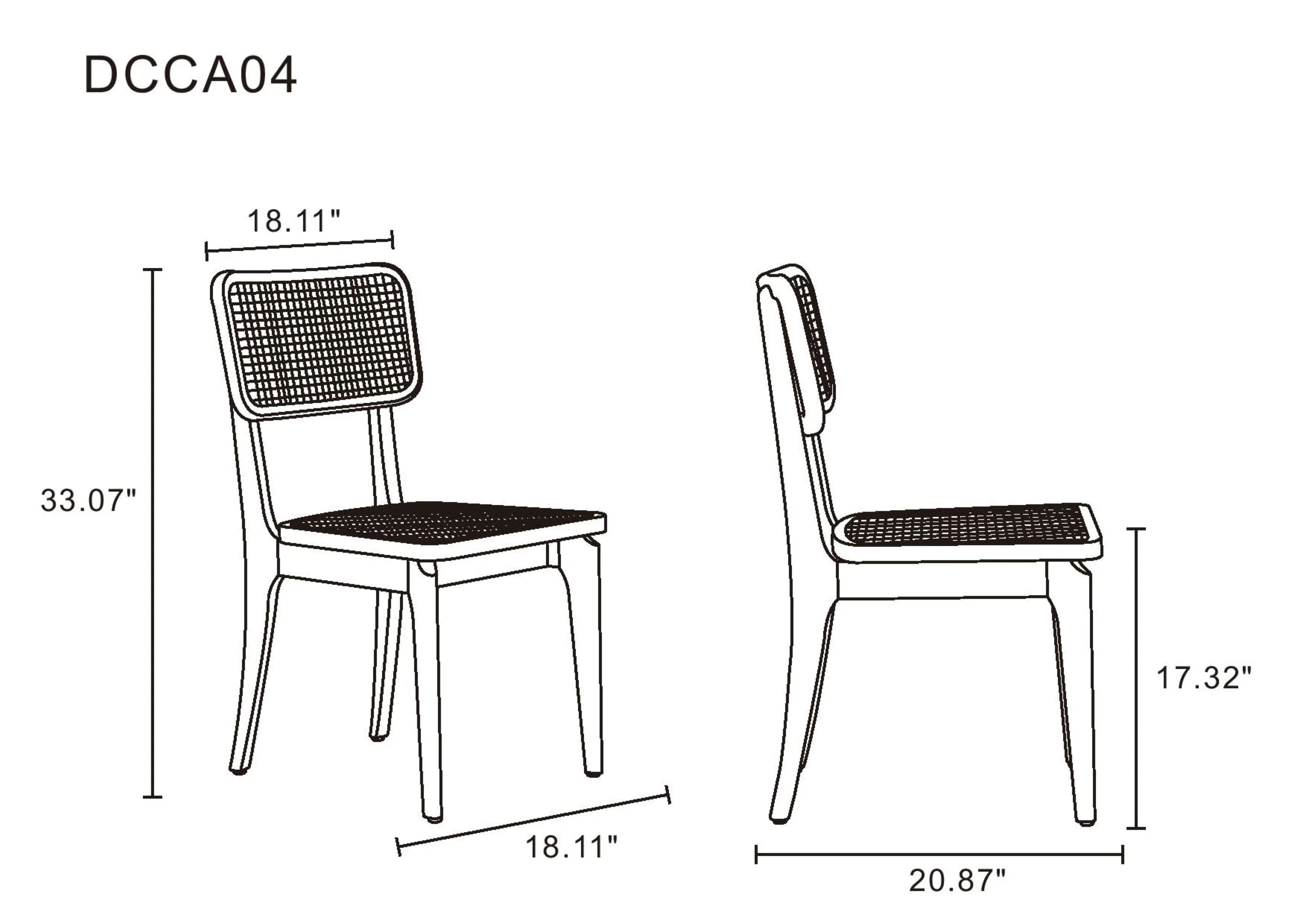 Giverny Dining Chair in Black and Natural Cane (set of 4) - Image 3