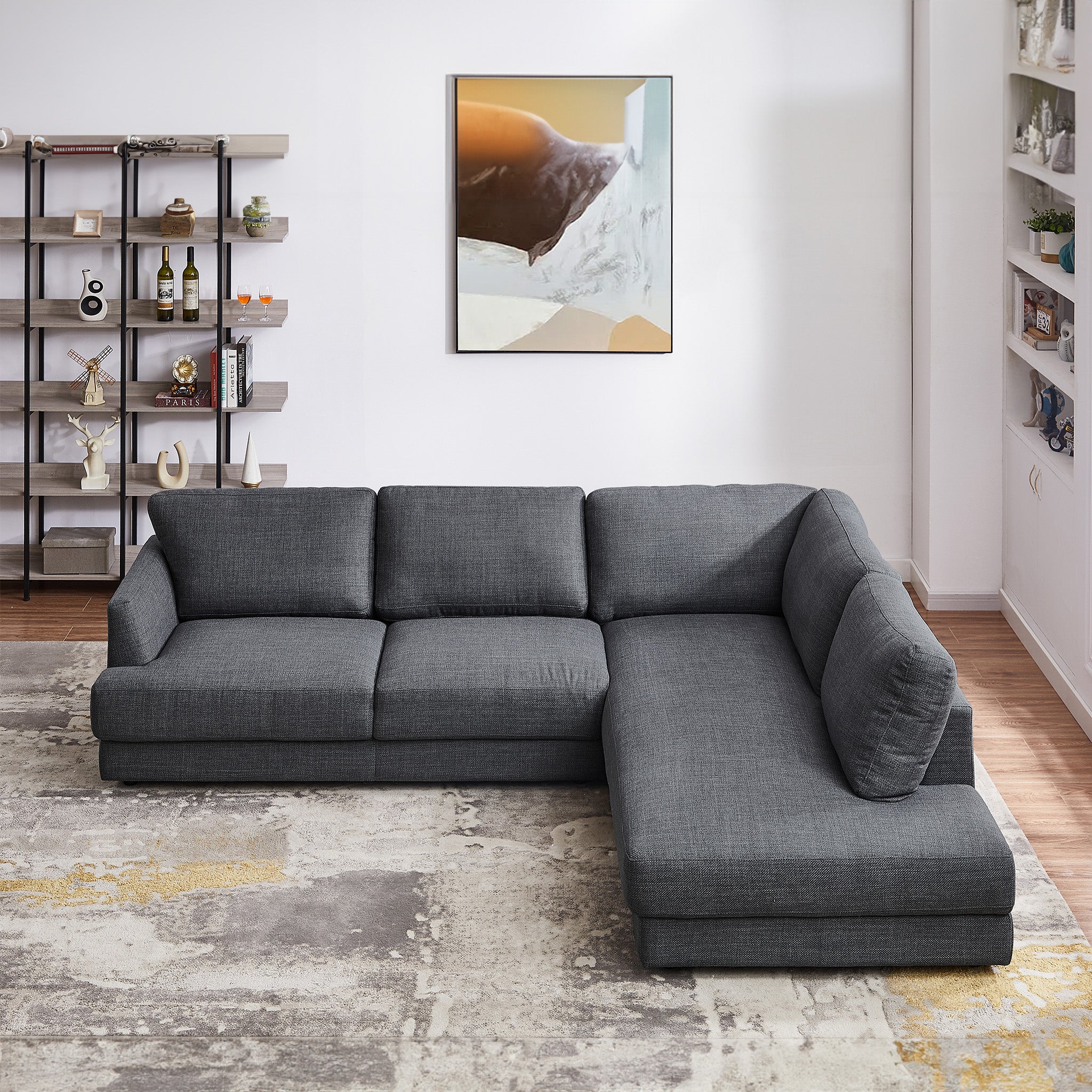 Glander Grey Fabric Right-Facing Sectional Sofa - Image 2