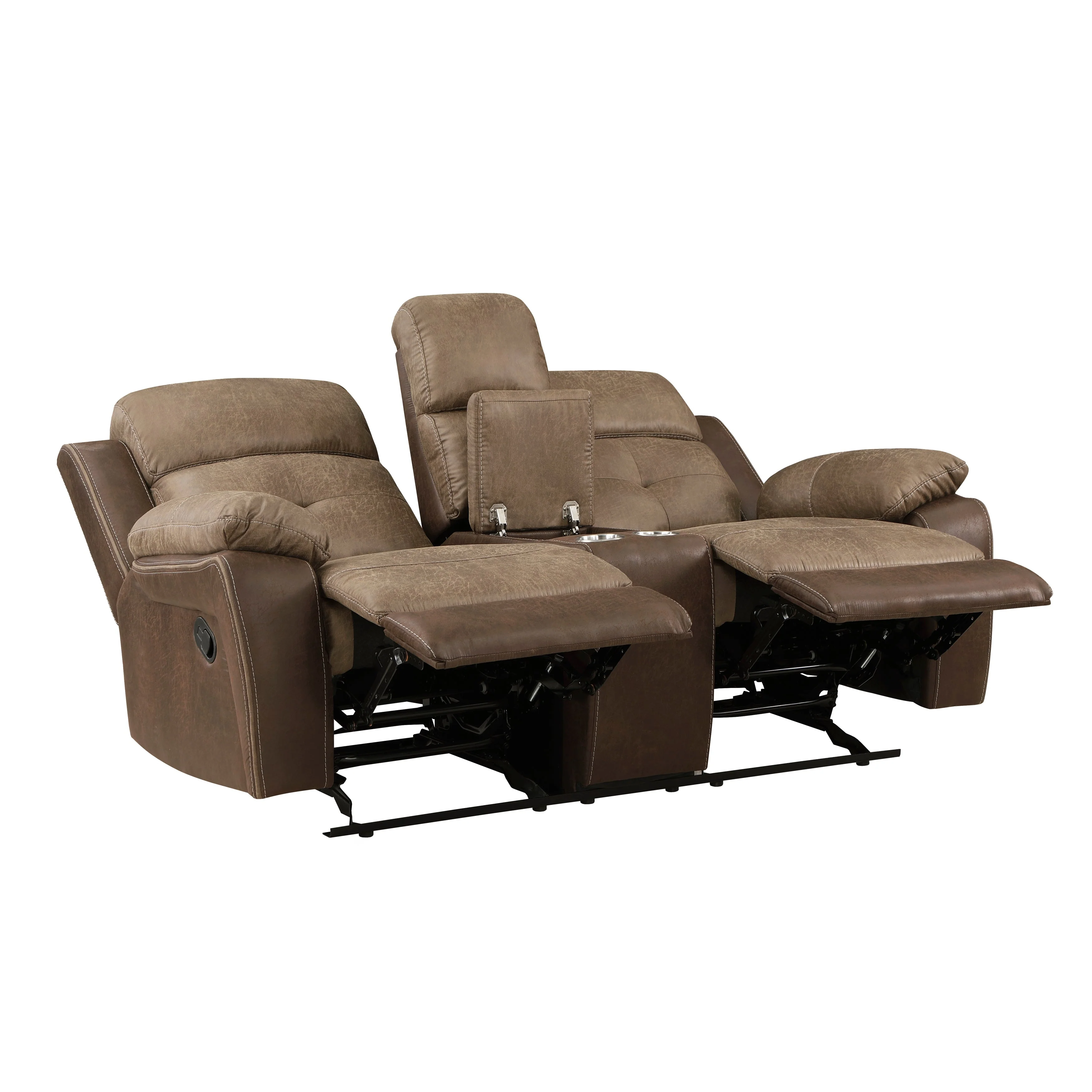 Glendale Brown Microfiber Double Reclining Living Room Set - Image 9