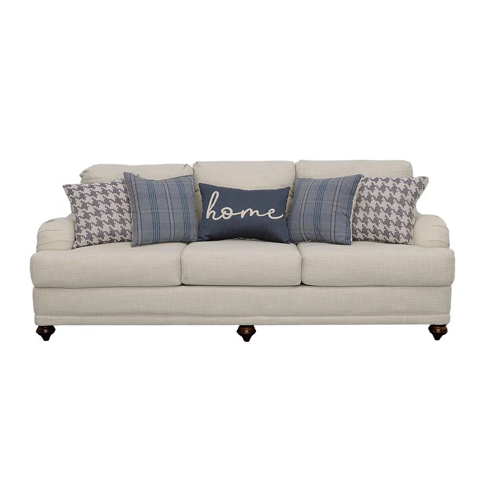 Glenn Light Gray and Blue Recessed Arms Living Room Set - Image 4