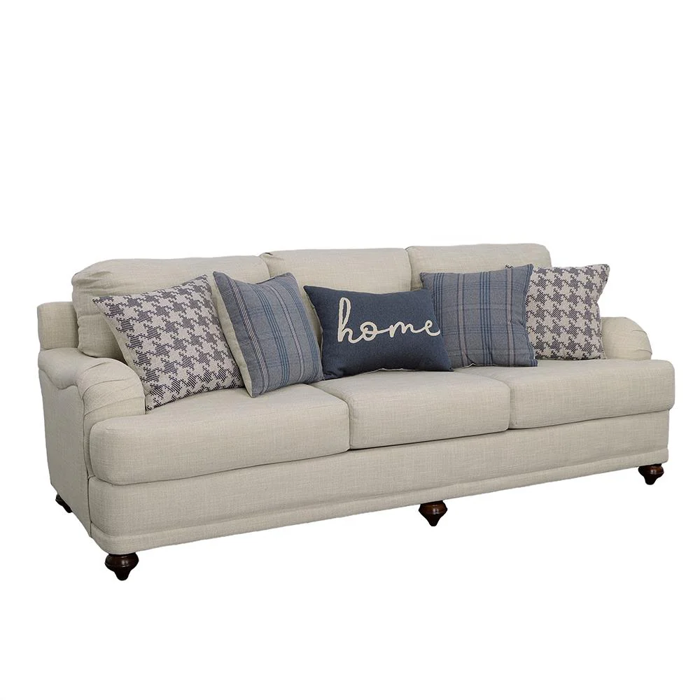 Glenn Light Gray and Blue Recessed Arms Living Room Set - Image 5
