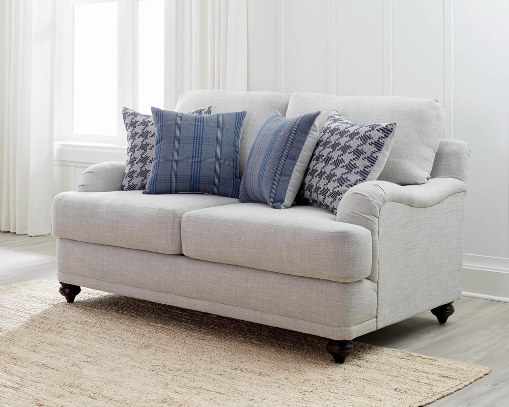 Glenn Light Gray and Blue Recessed Arms Living Room Set - Image 8