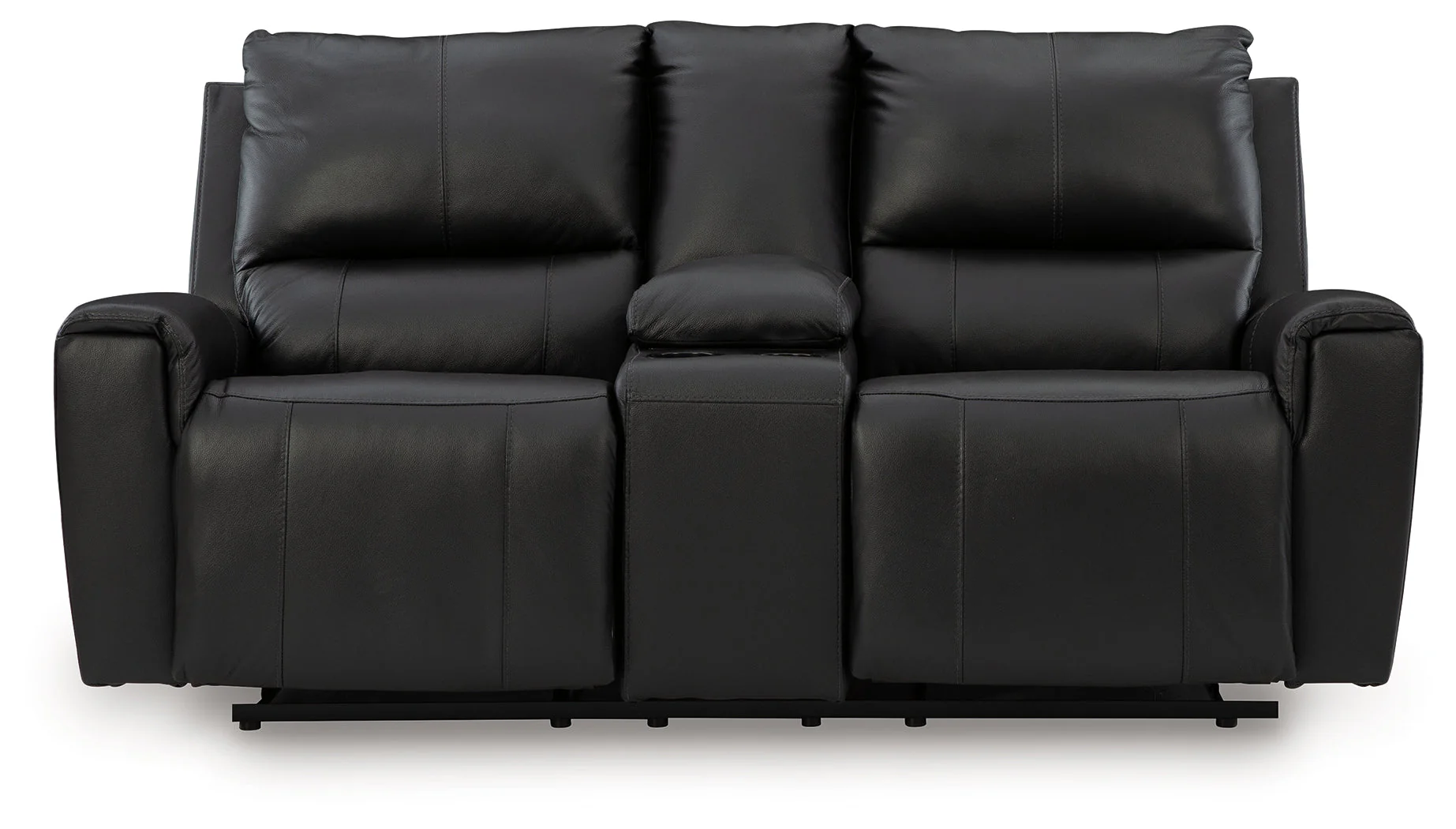 Glossmore Black Reclining Loveseat with Console - Image 4
