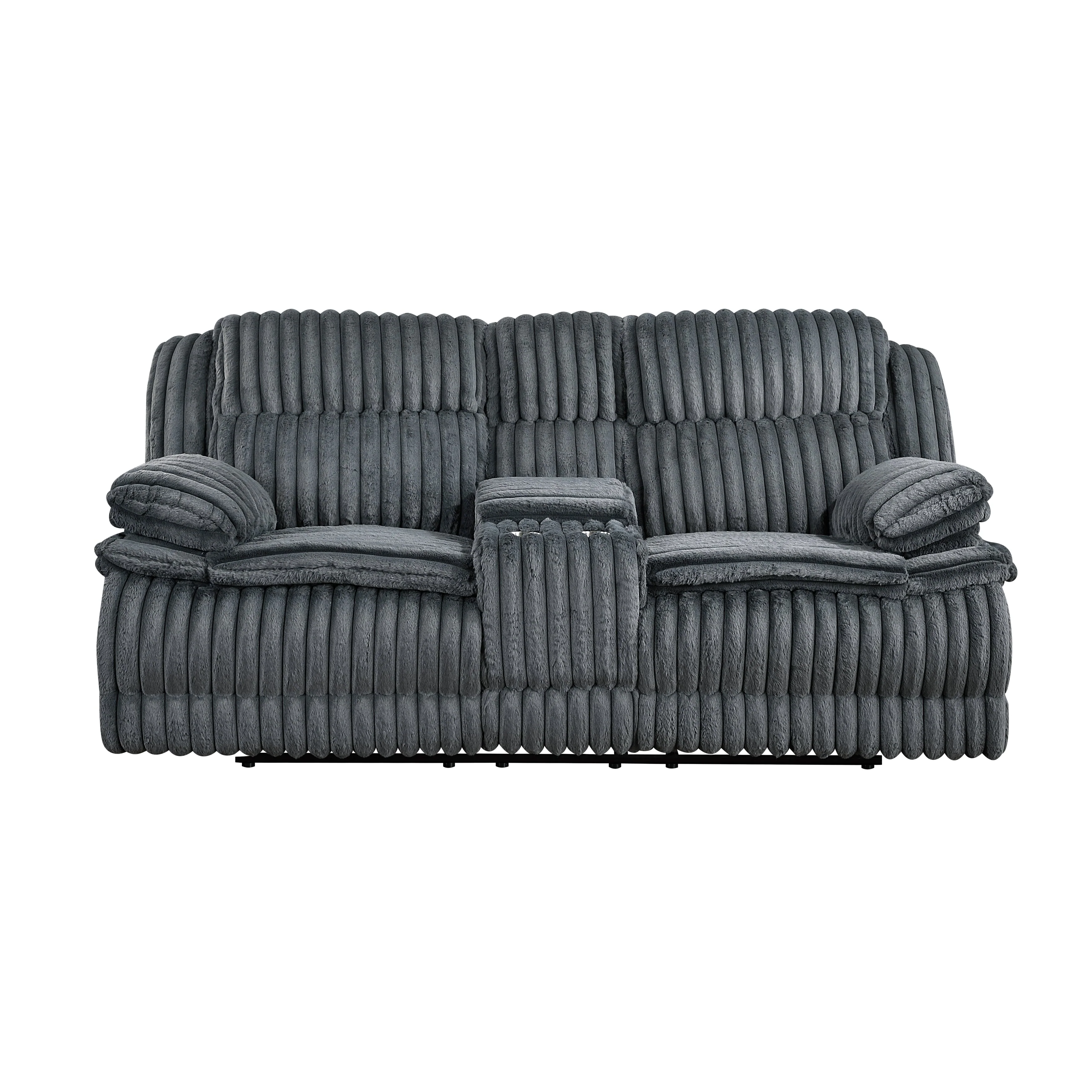 Goodland Dark Gray Double Reclining Loveseat with Center Console - Image 10
