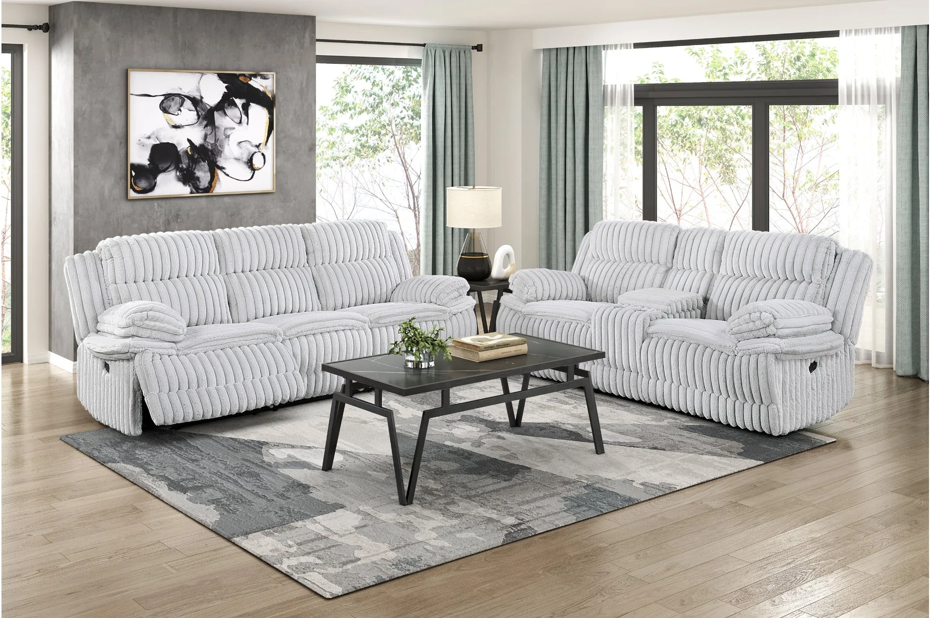 Goodland Gray Double Reclining Living Room Set - Image 2