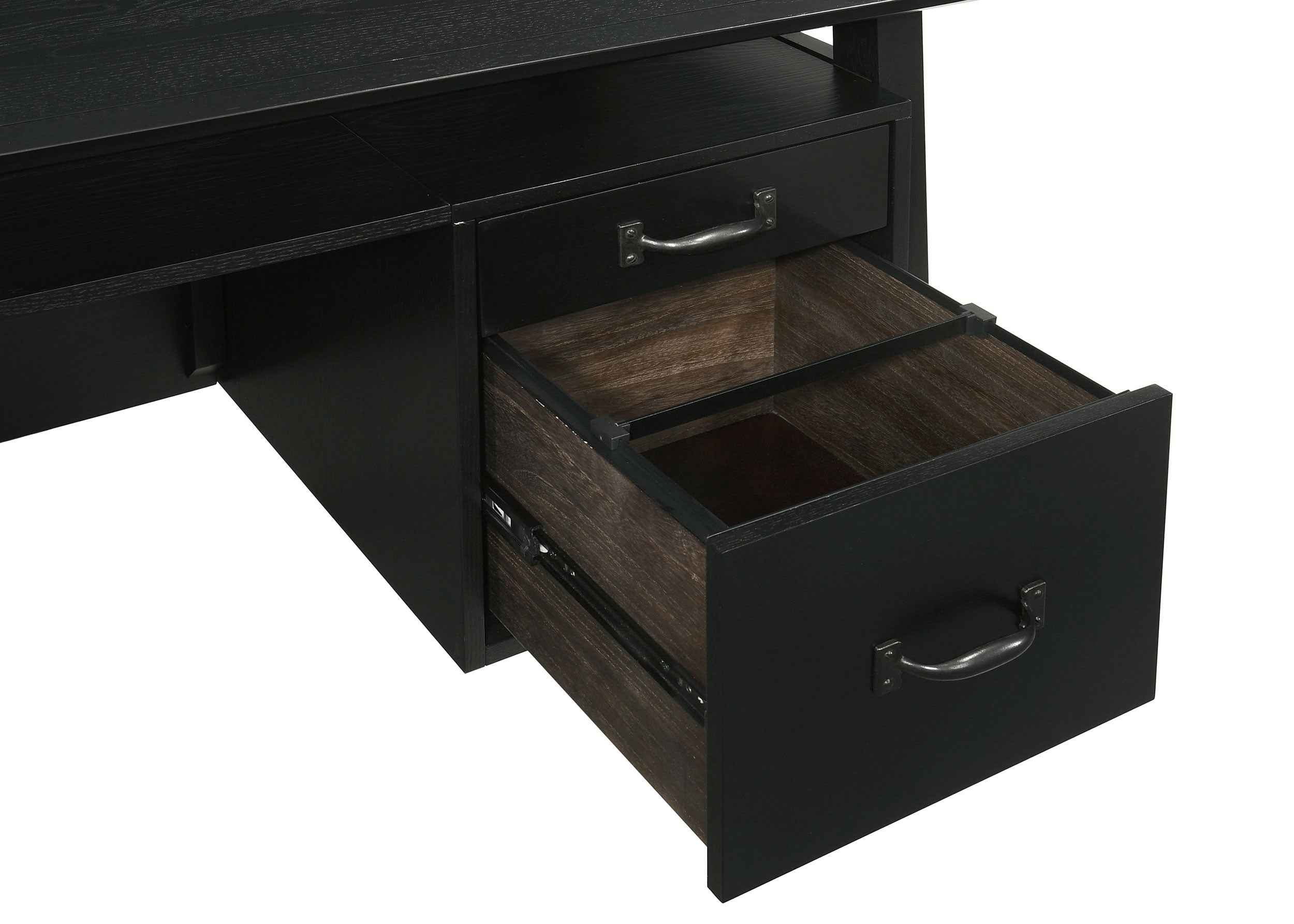 Goodson Black 64-inch 4-Drawer Double Pedestal Computer Desk - Image 13