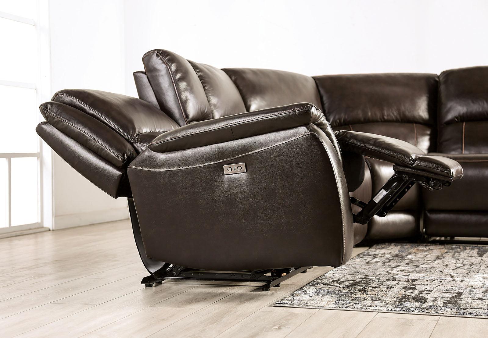 Gorgius Espresso Leather Modular Power Reclining Sectional - Image 6