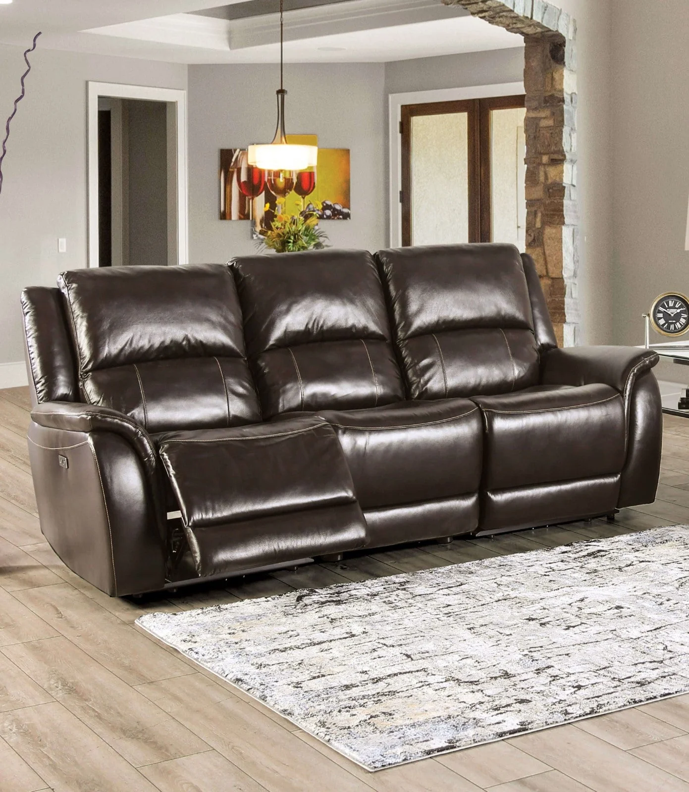 Gorgius Espresso Top Grain Leather Match Power Reclining Sofa & Loveseat - Image 2