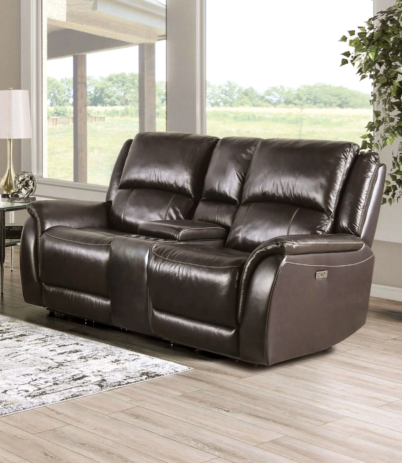 Gorgius Espresso Top Grain Leather Match Power Reclining Sofa & Loveseat - Image 3